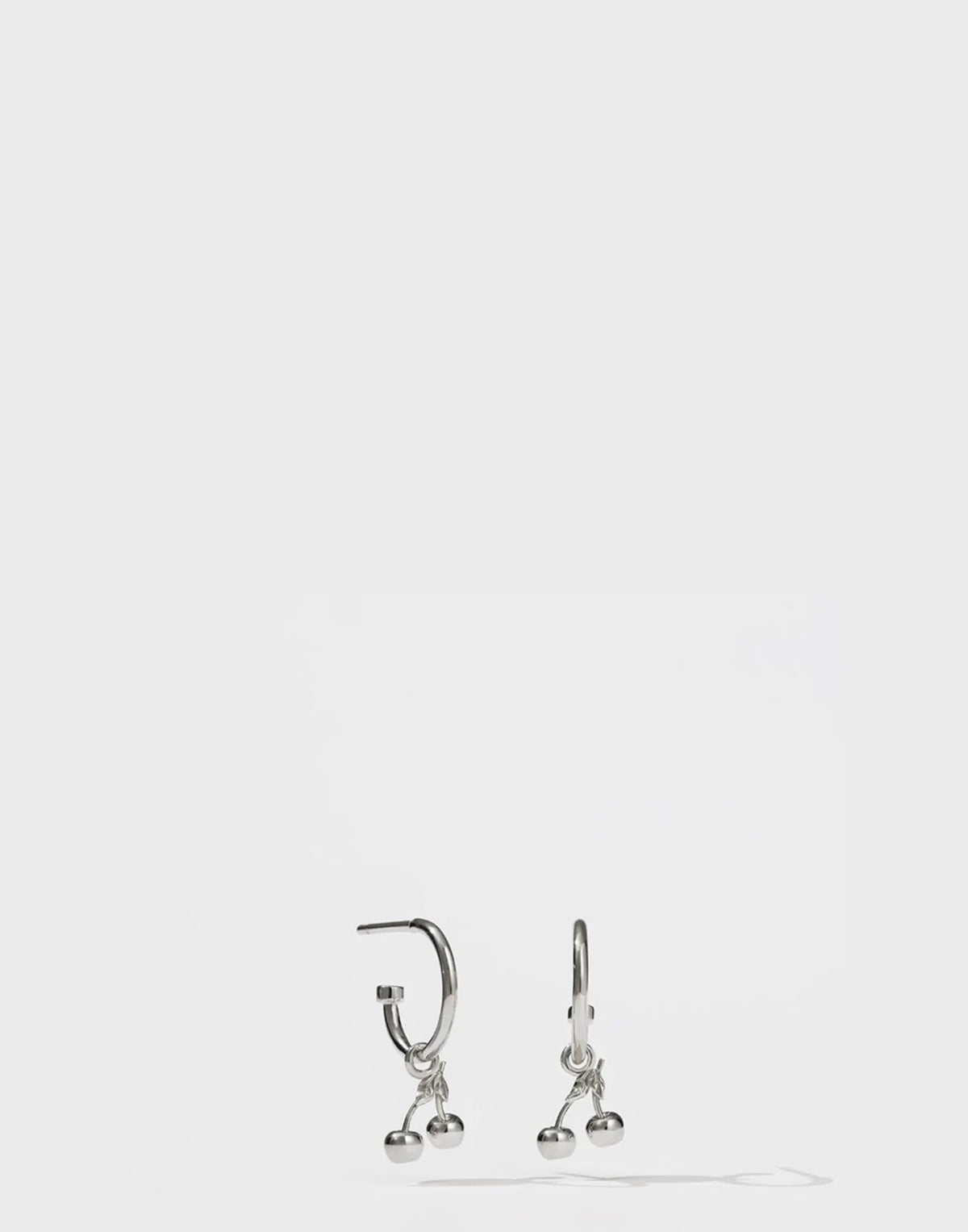 Sterling Silver Cherry Hoop Earrings