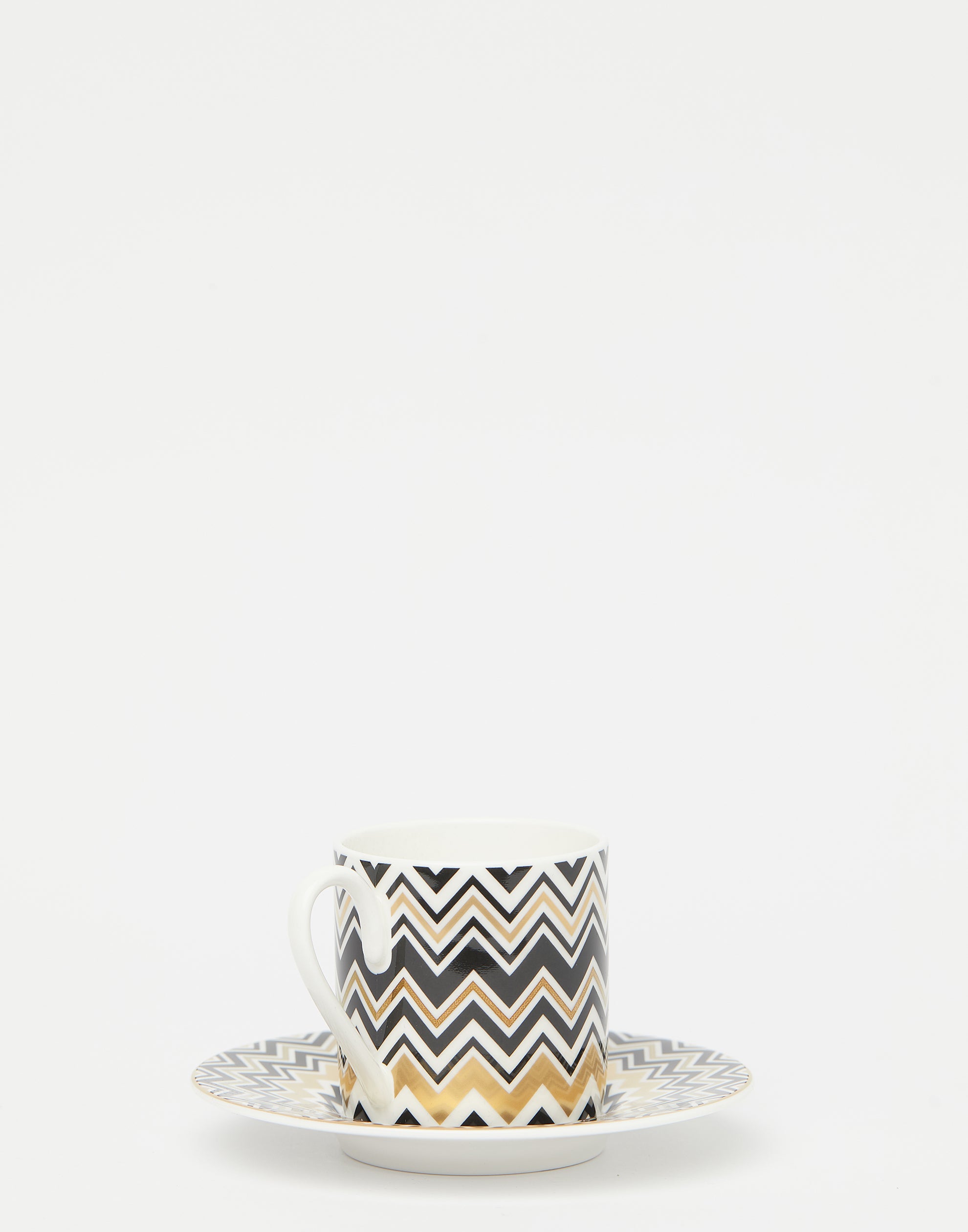 Gold Zig Zag Porcelain Coffee Cup Set of 2