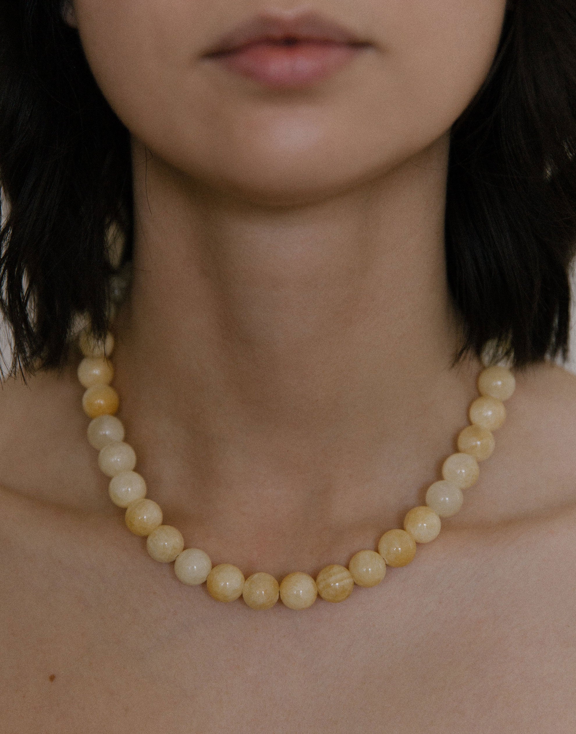 Yellow Calcite & Silver Daphne Necklace