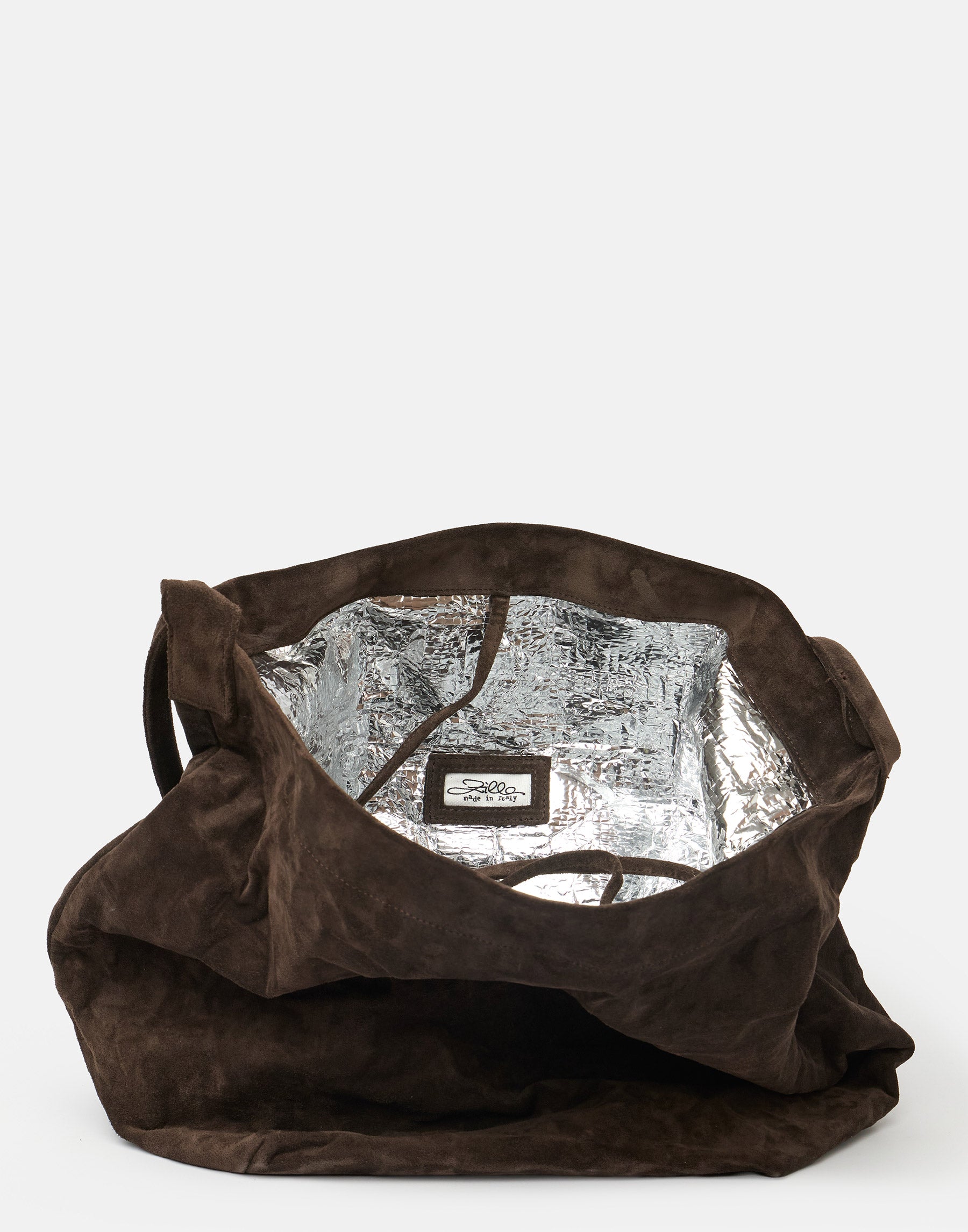 Dark Brown Suede Leather Big Tube Bag