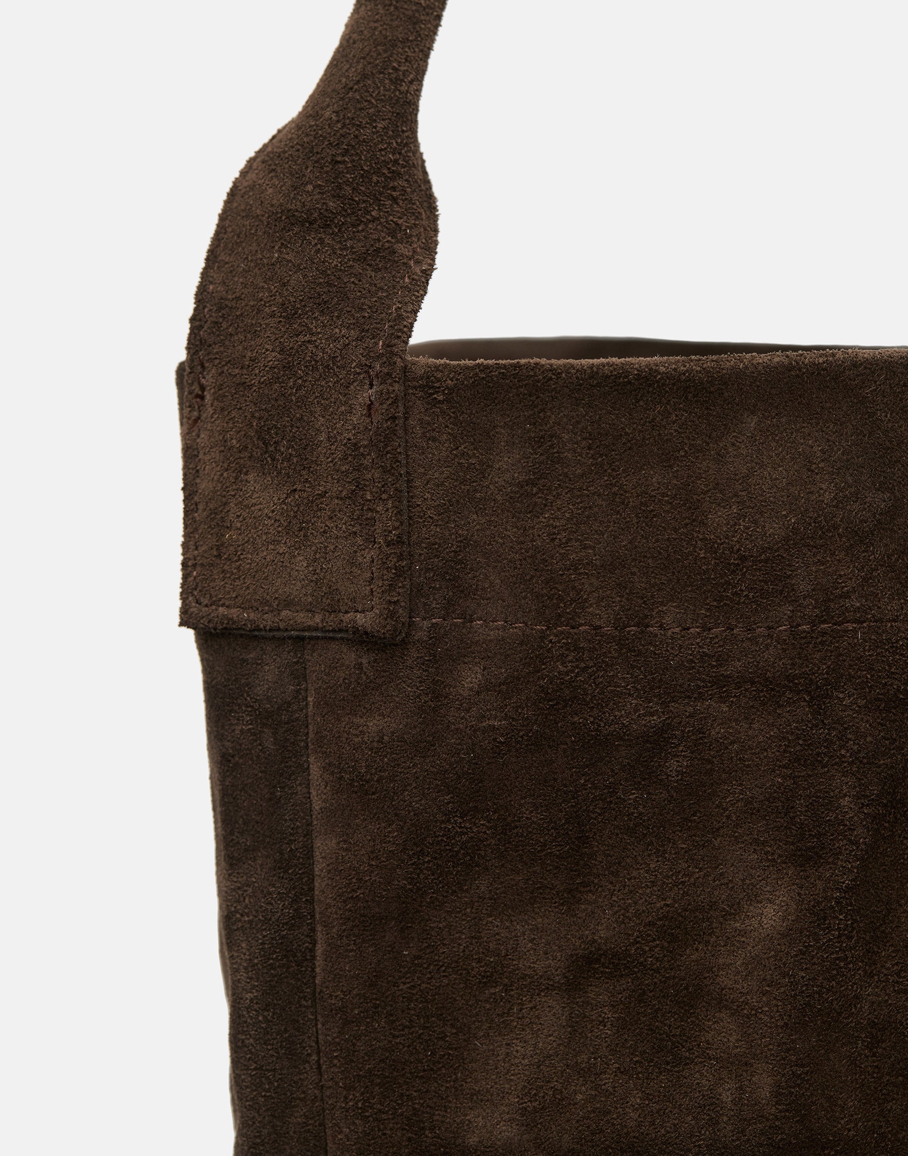 Dark Brown Suede Leather Big Tube Bag