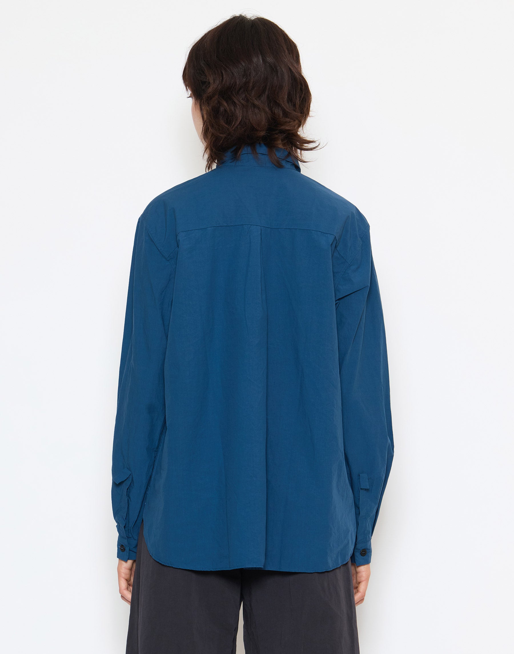 Deep Blue Cotton Loose Tyrol Shirt