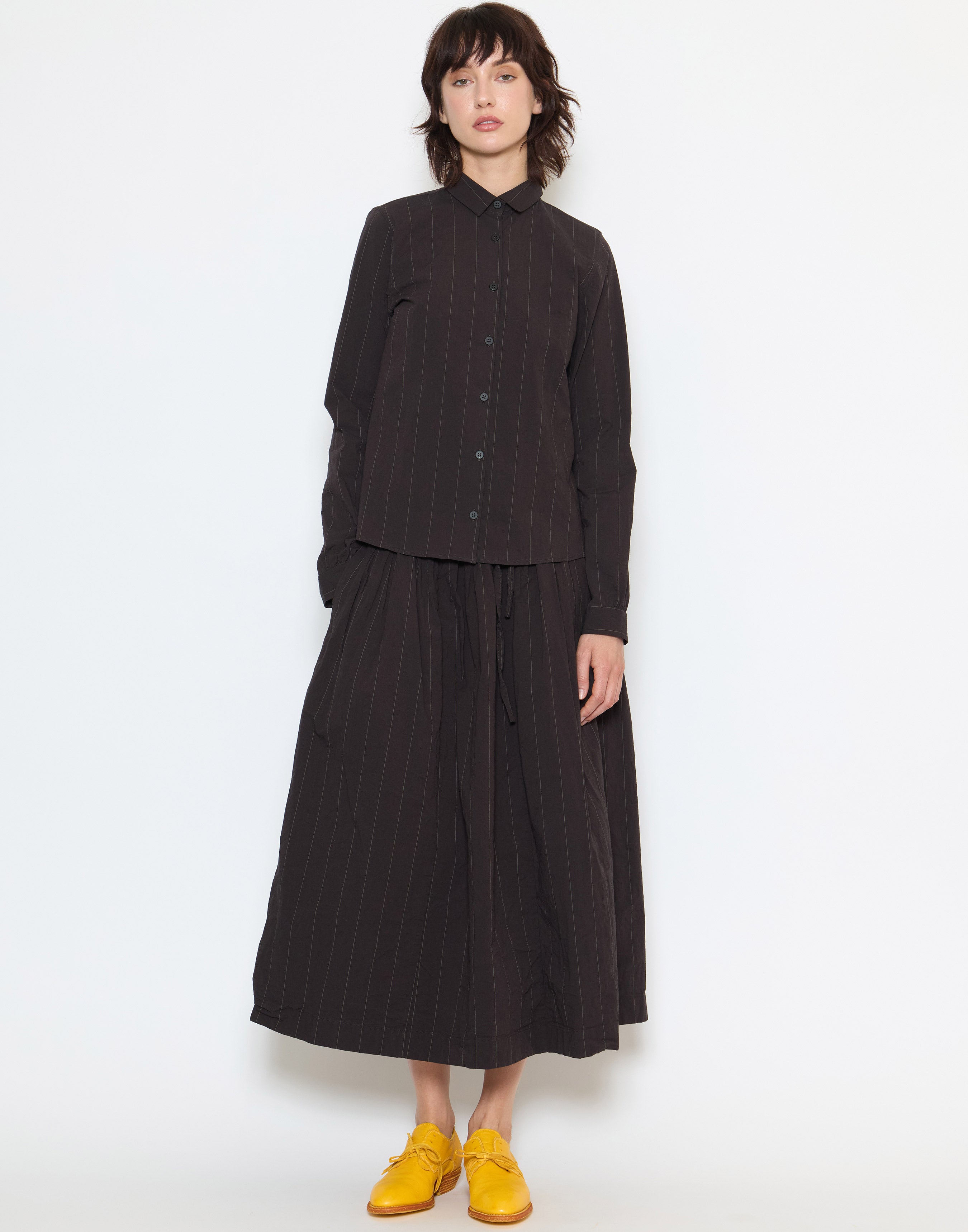 Eggplant Pinstripe Cotton Tyrol Shirt