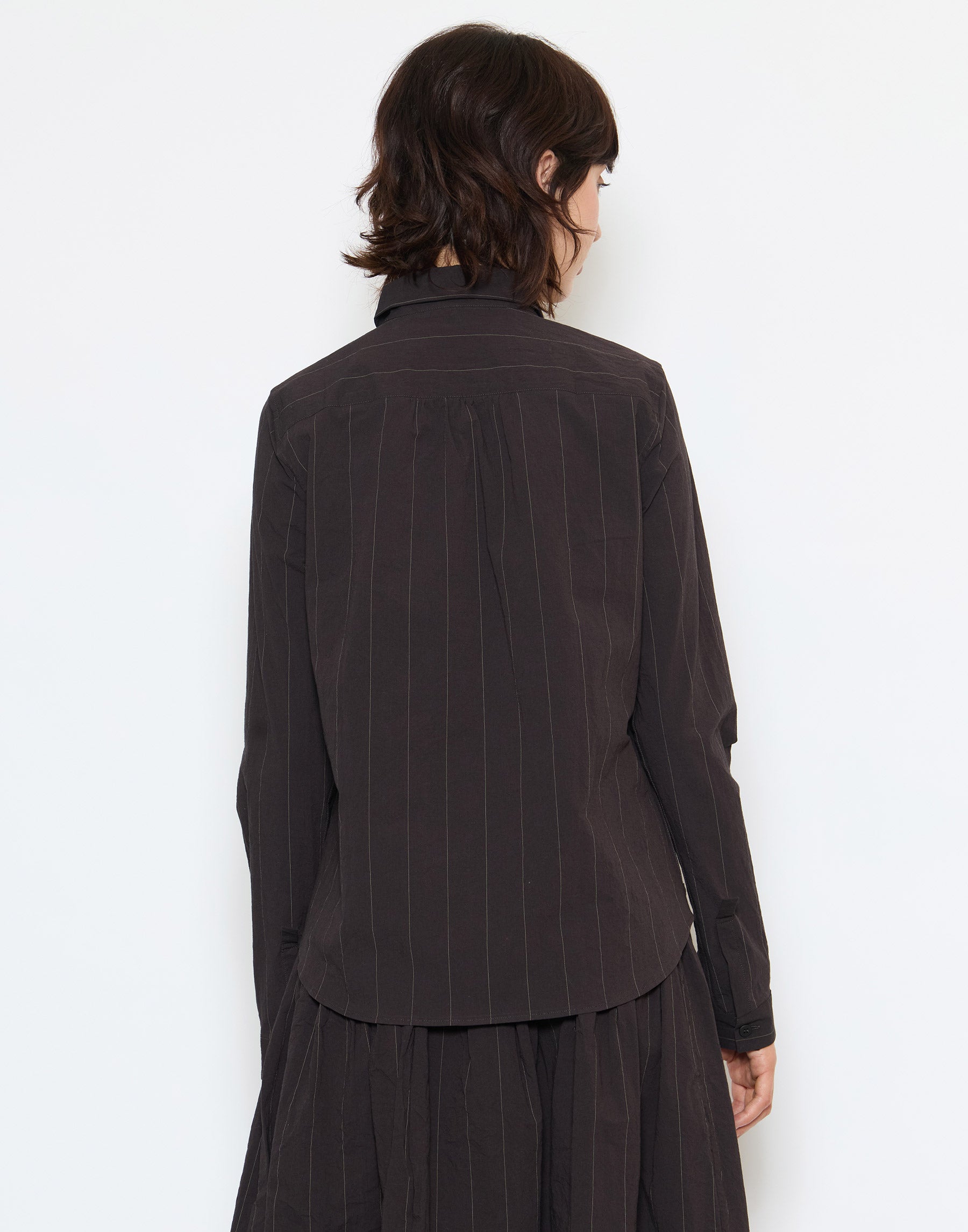 Eggplant Pinstripe Cotton Tyrol Shirt