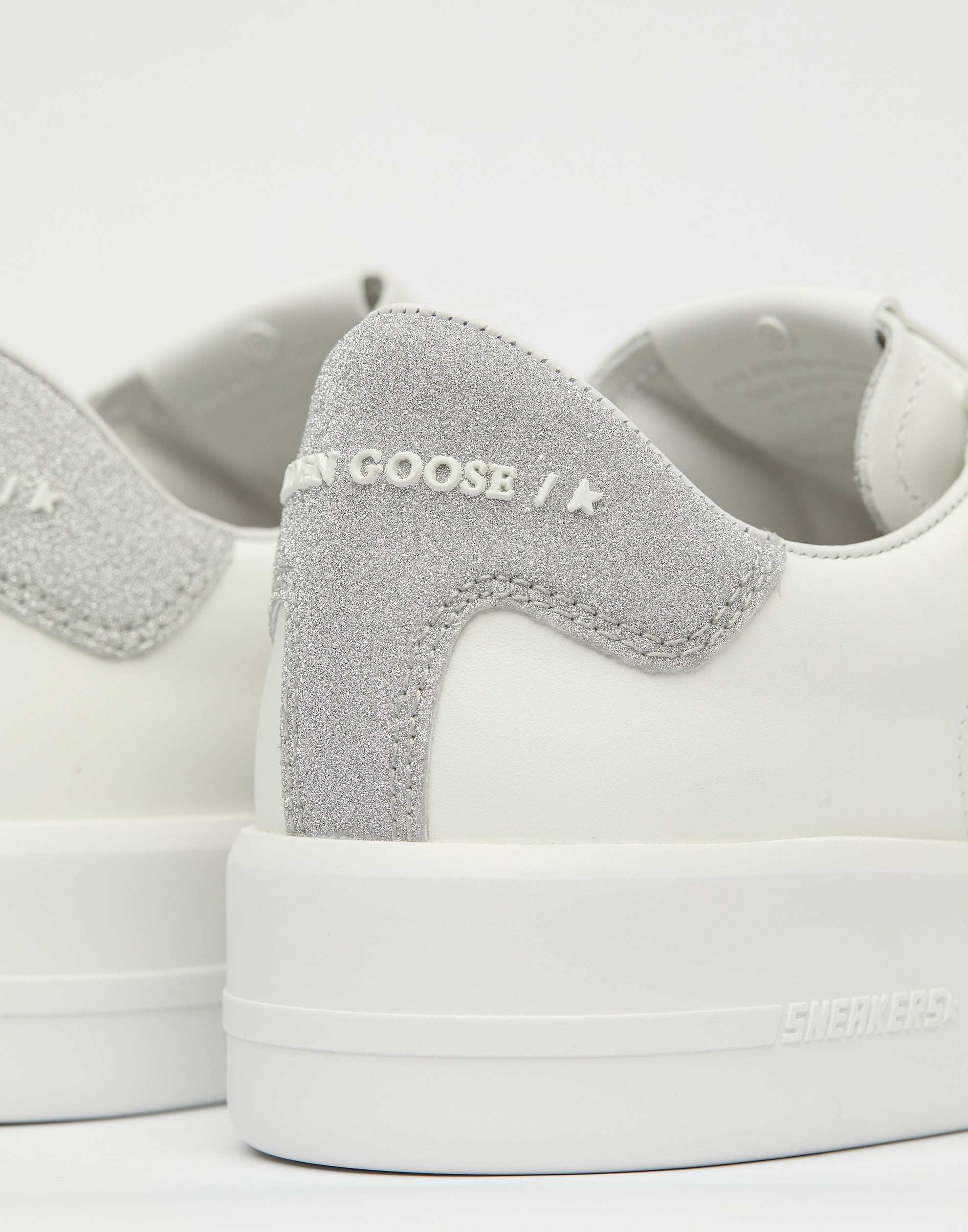 White & Silver Glitter Pure Star Sneakers