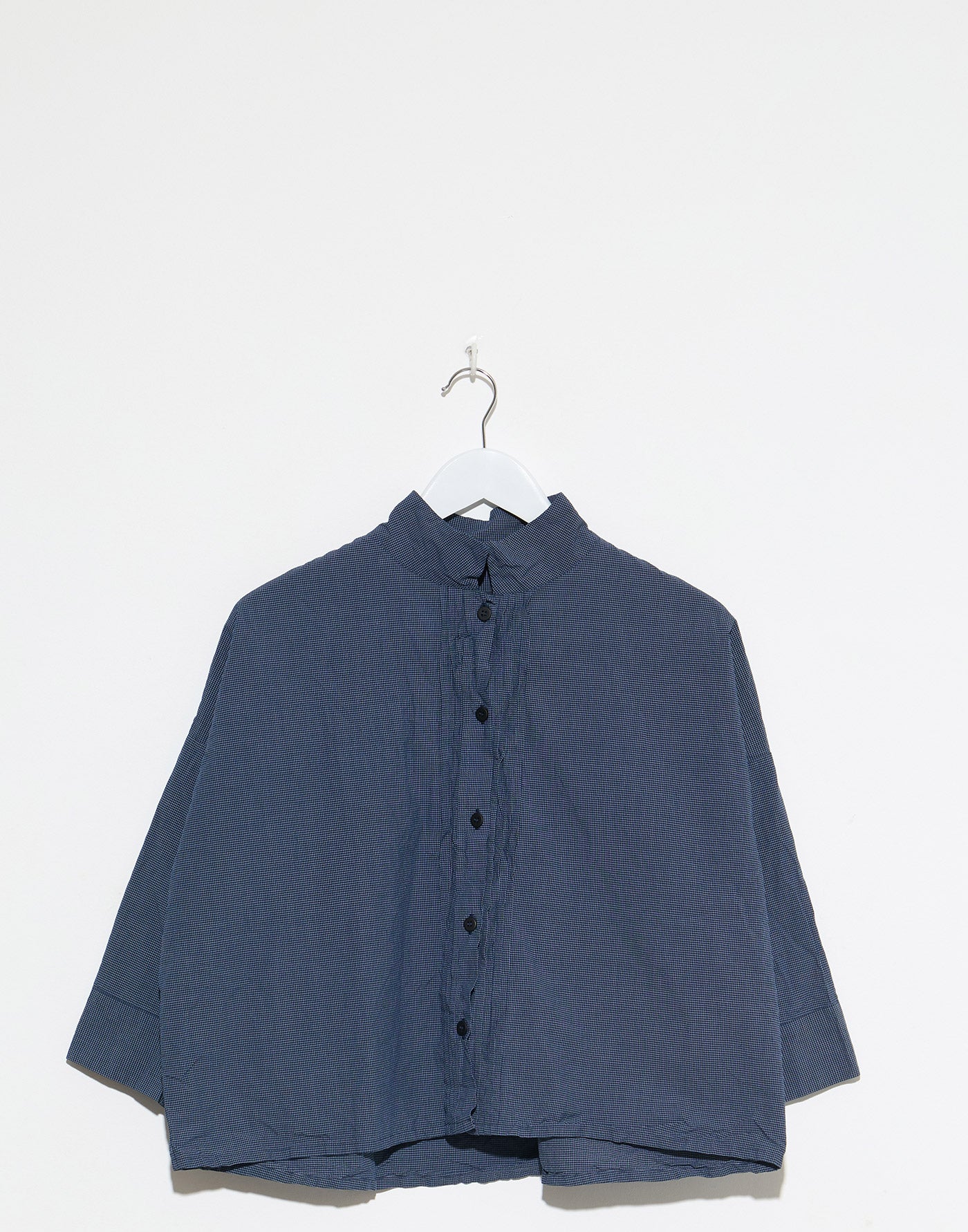 Navy Micro Check Cotton Claudia Shirt