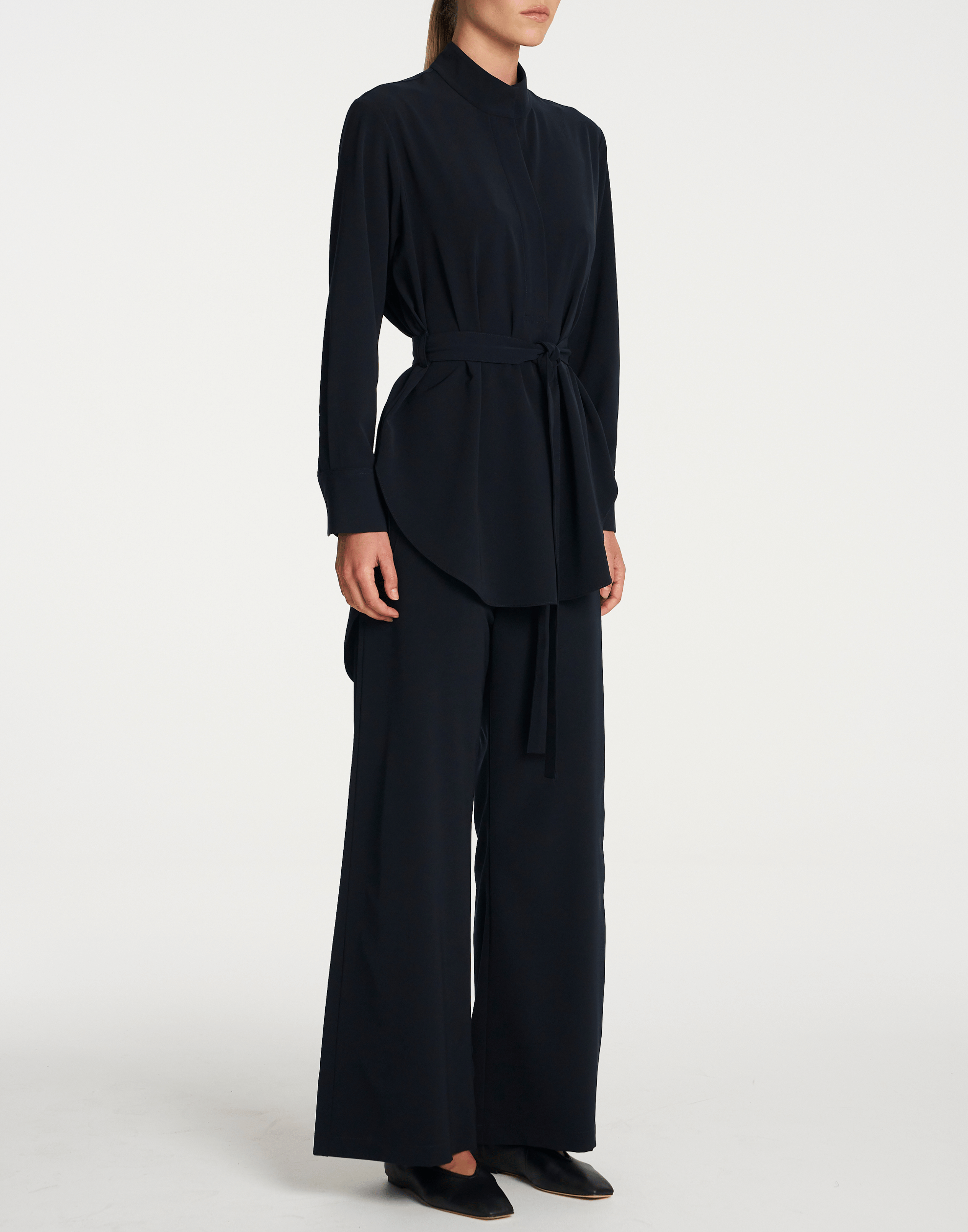 Navy Stretch Twill Cylinder Tunic
