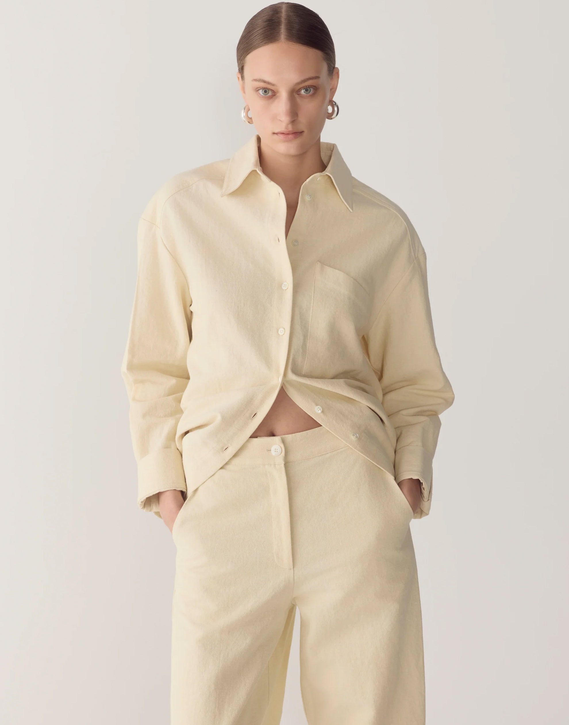 Bone Cotton & Linen Blair Pants