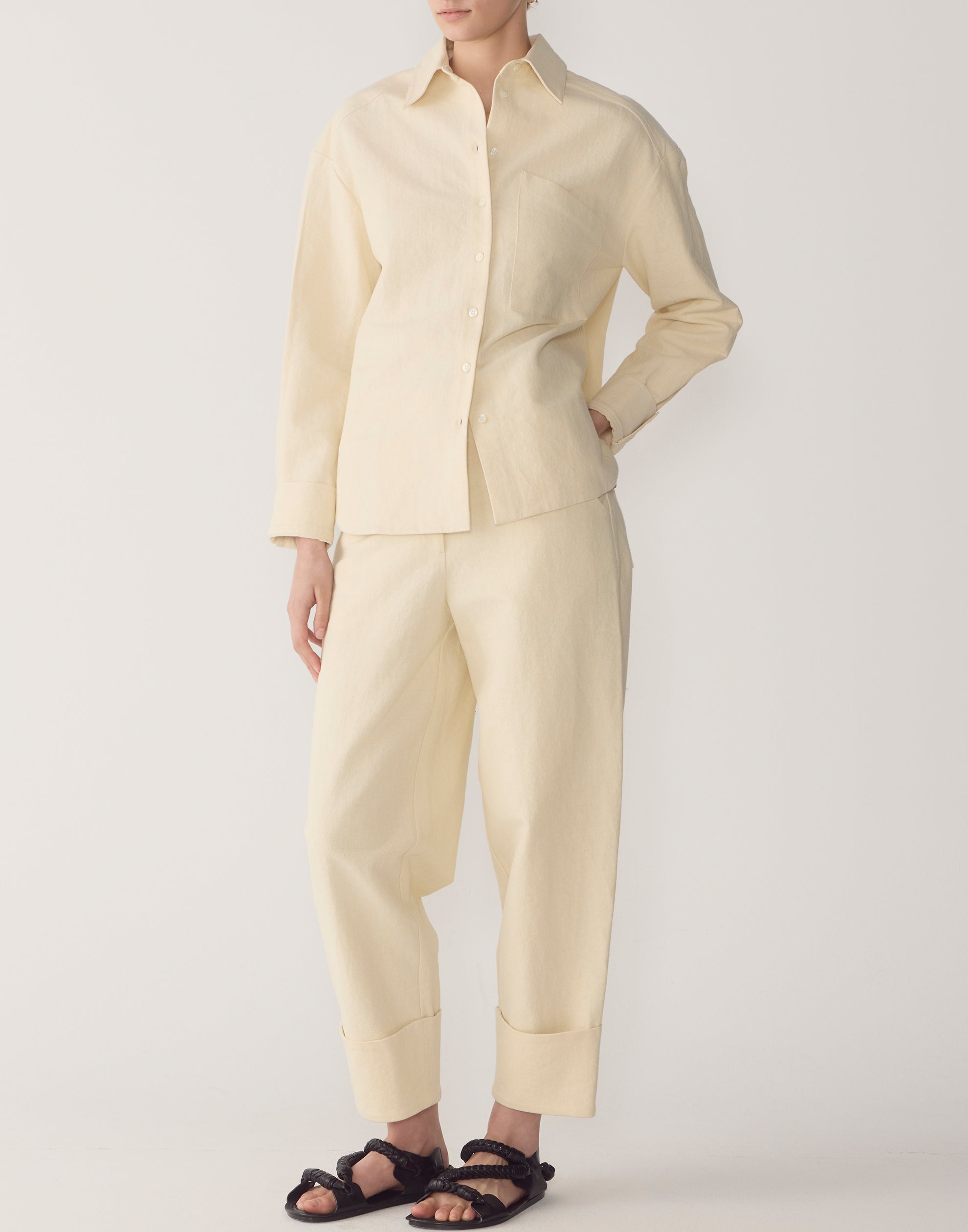 Bone Cotton & Linen Blair Pants