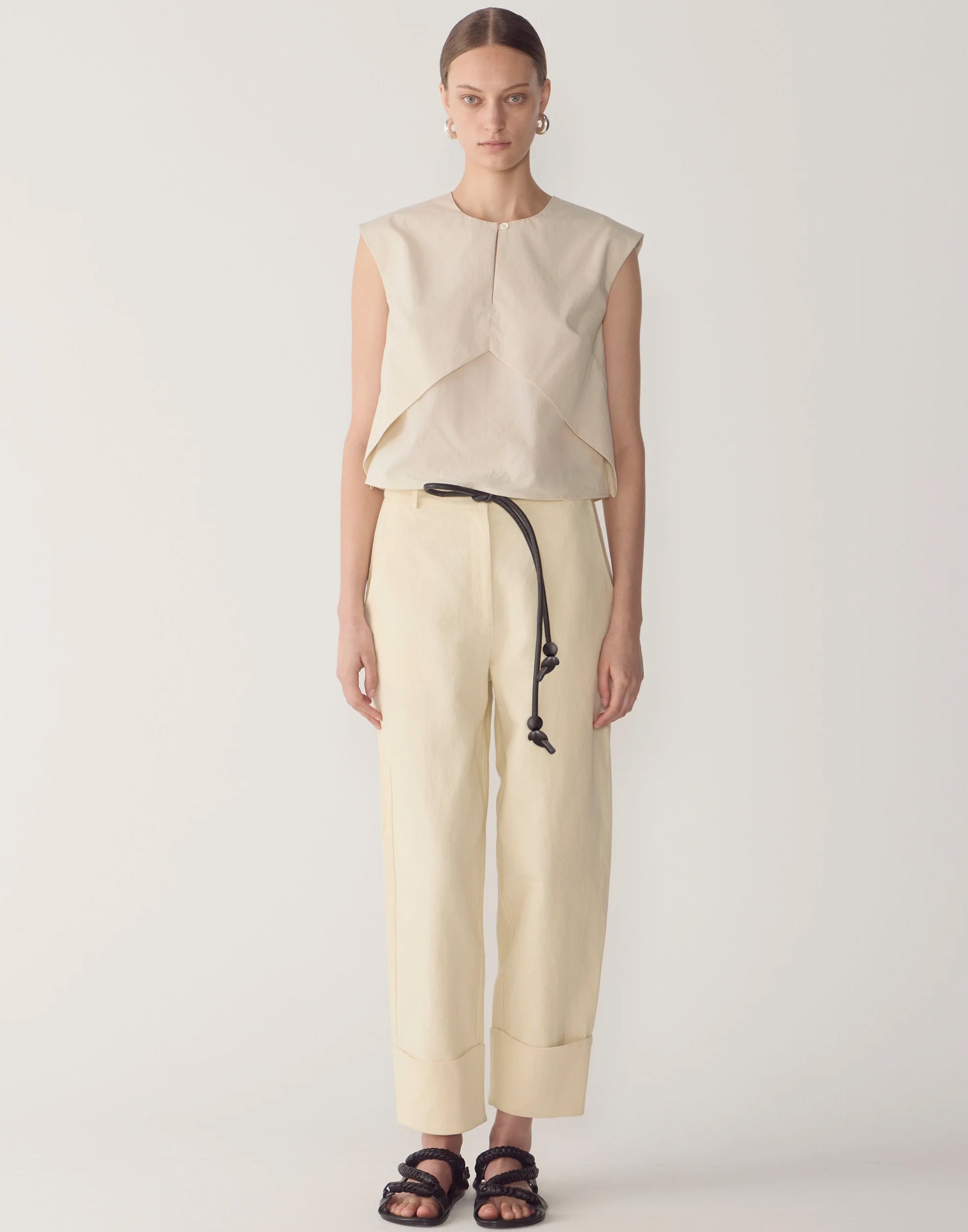 Bone Cotton & Linen Blair Pants