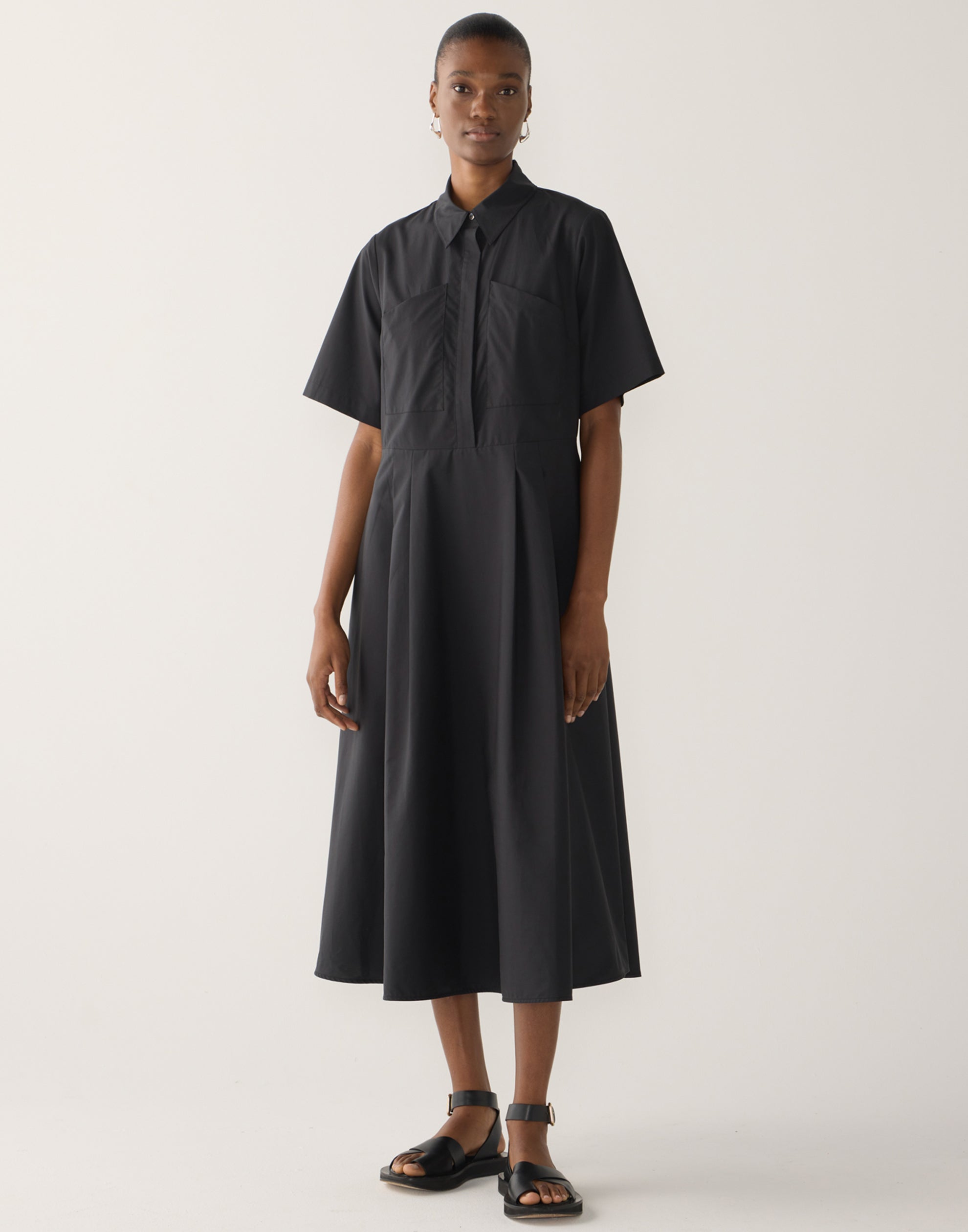 Black Cotton & Tencel Calliope Dress