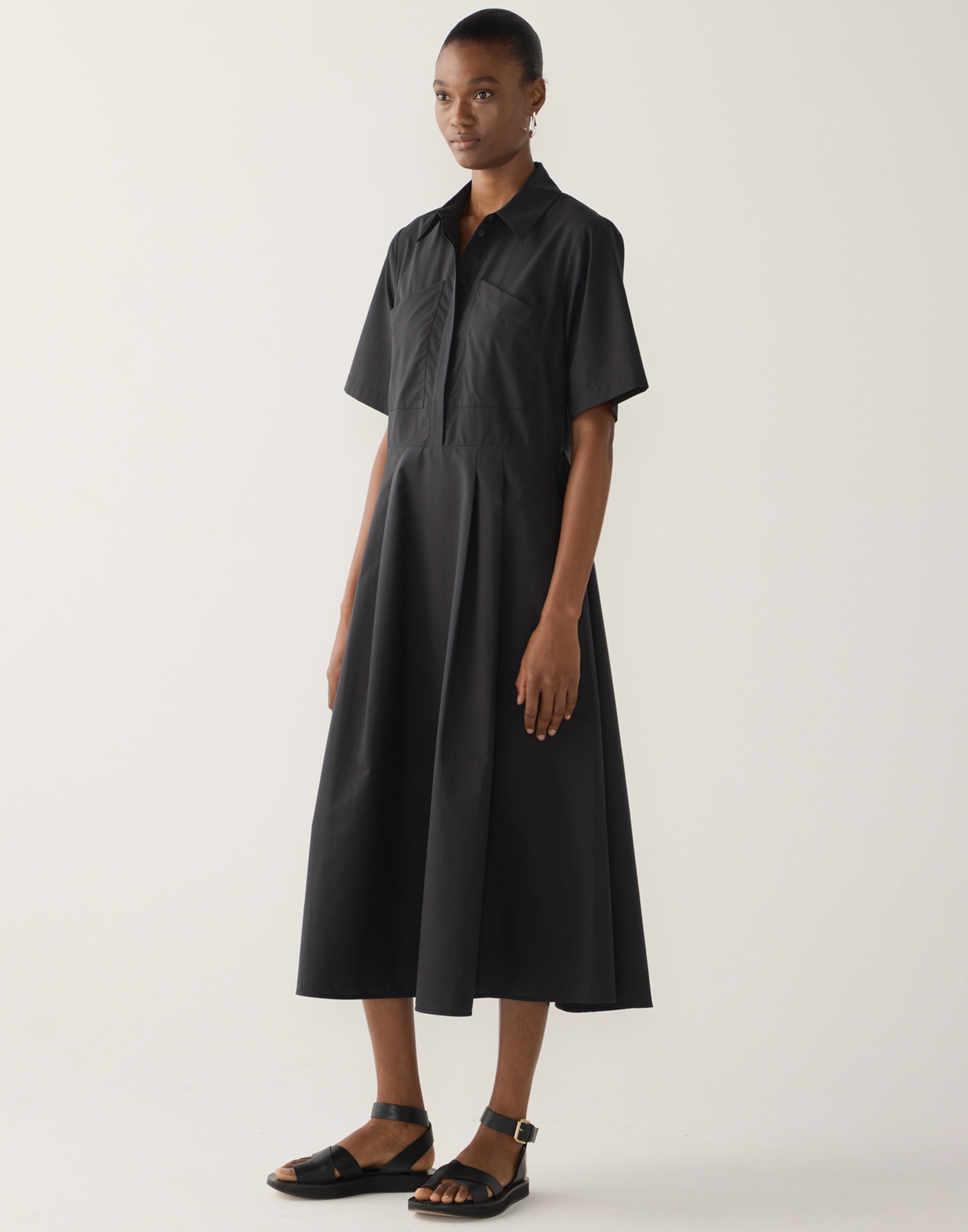 Black Cotton & Tencel Calliope Dress