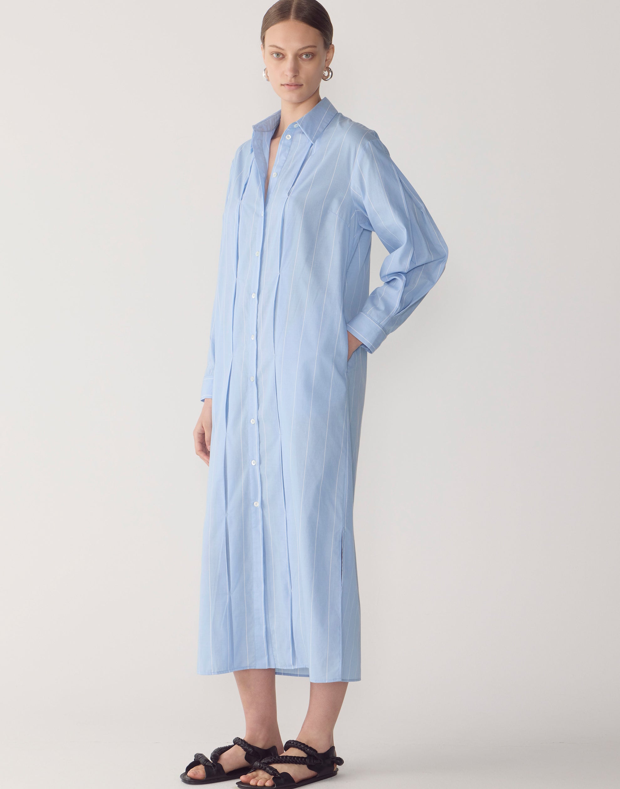 Chambray Pinstripe Cotton Lolly Dress