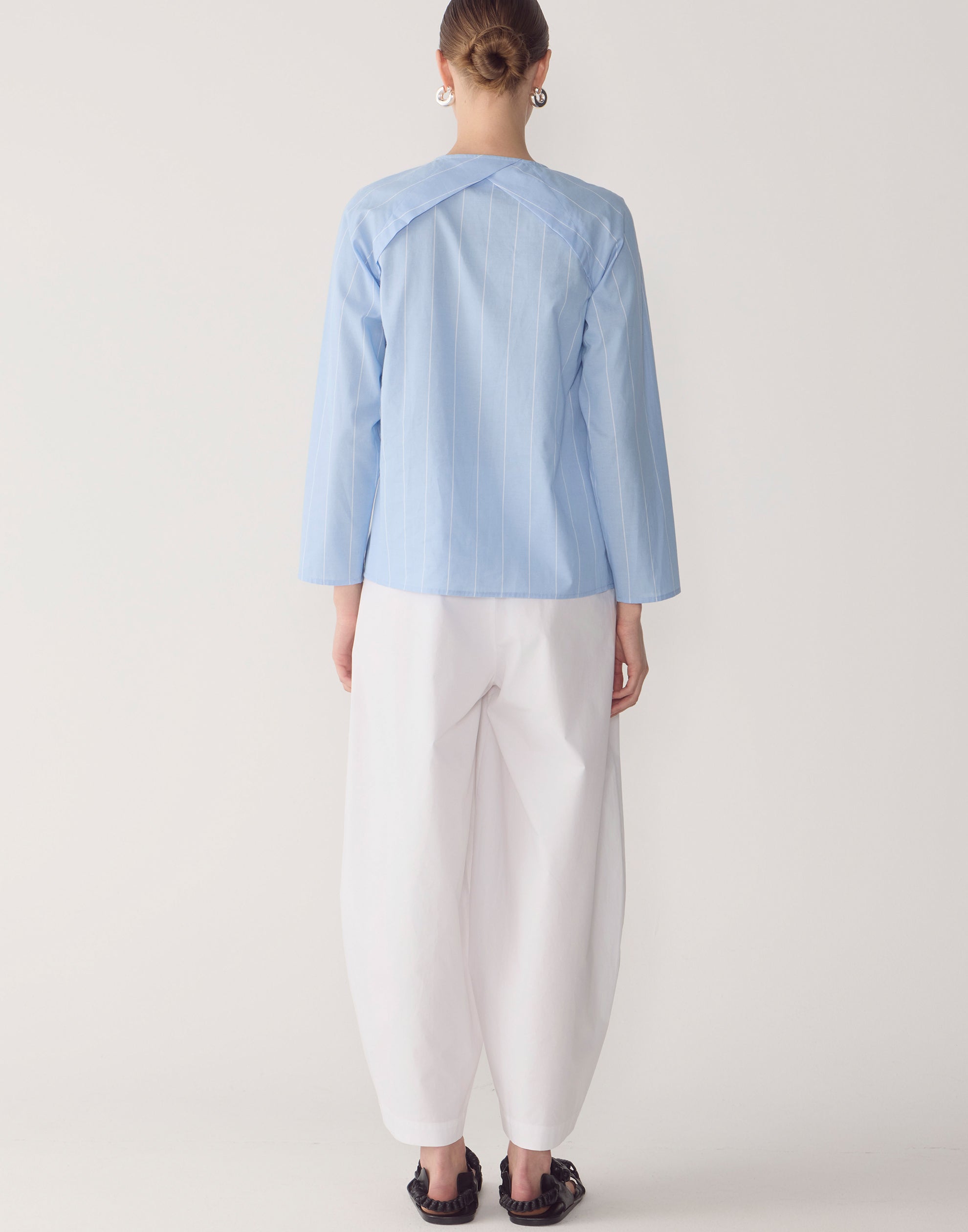 White Cotton Poplin Pamela Pants