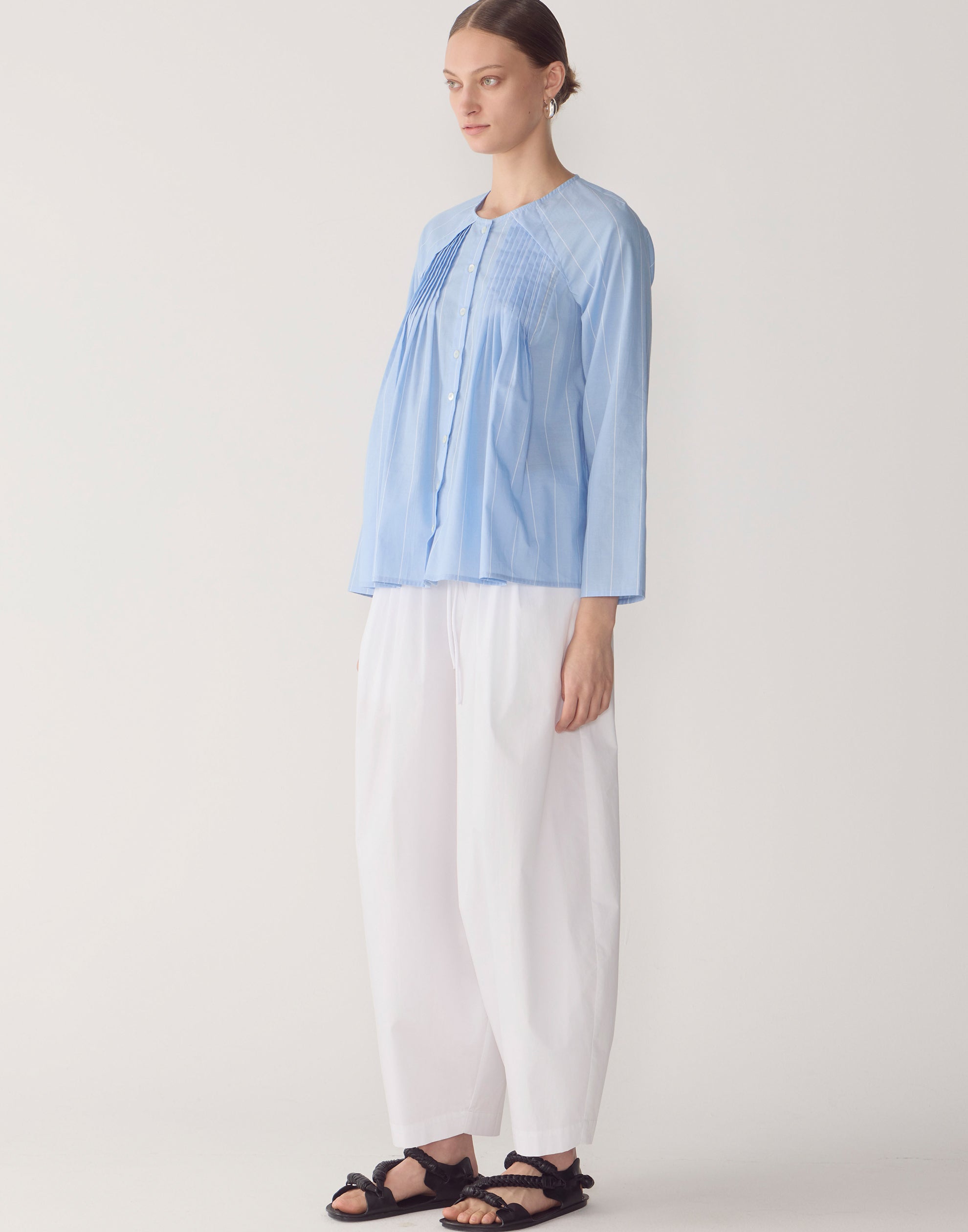 White Cotton Poplin Pamela Pants