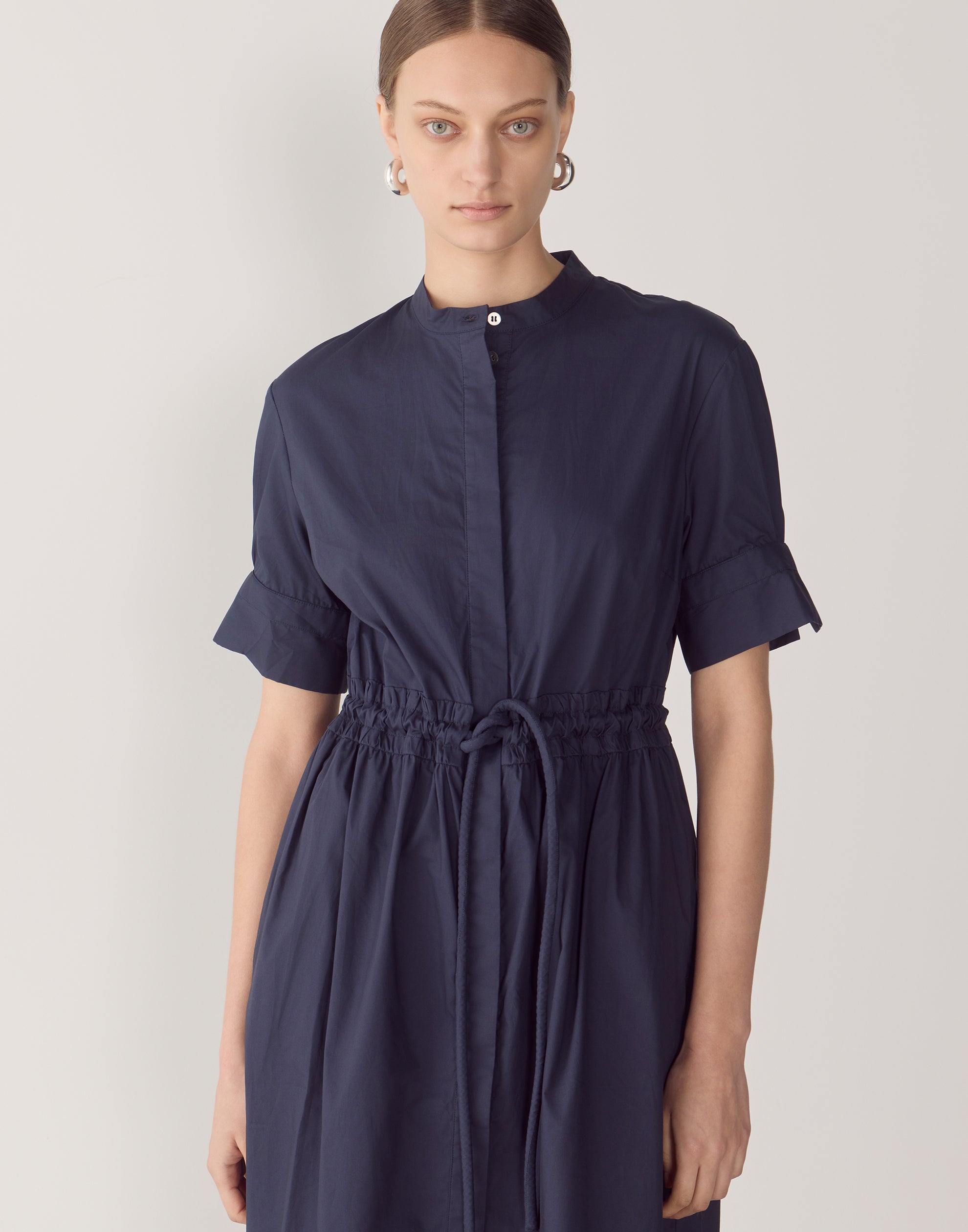 Navy Cotton Poplin Yolanda Dress