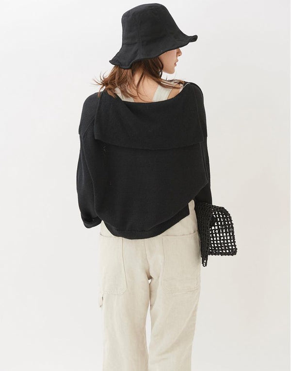 Black Cotton & Linen Everyday Hat