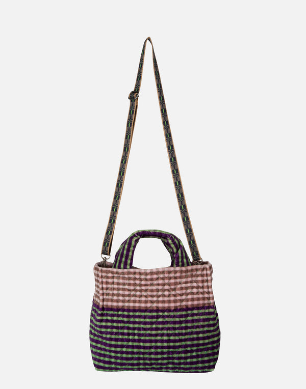 Green & Pink Small Cotton Velvet Tote
