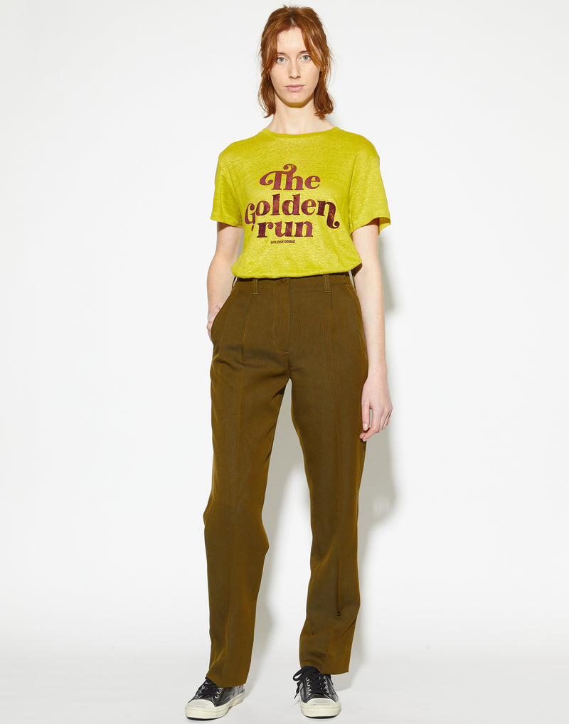 Maize Yellow Linen Printed T-Shirt