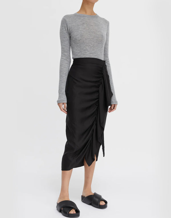 Black Viscose Lucille Drape Skirt