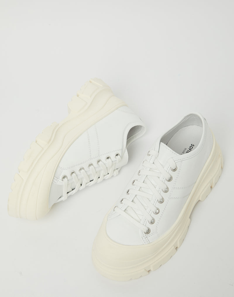 White Leather Feat Platform Sneakers