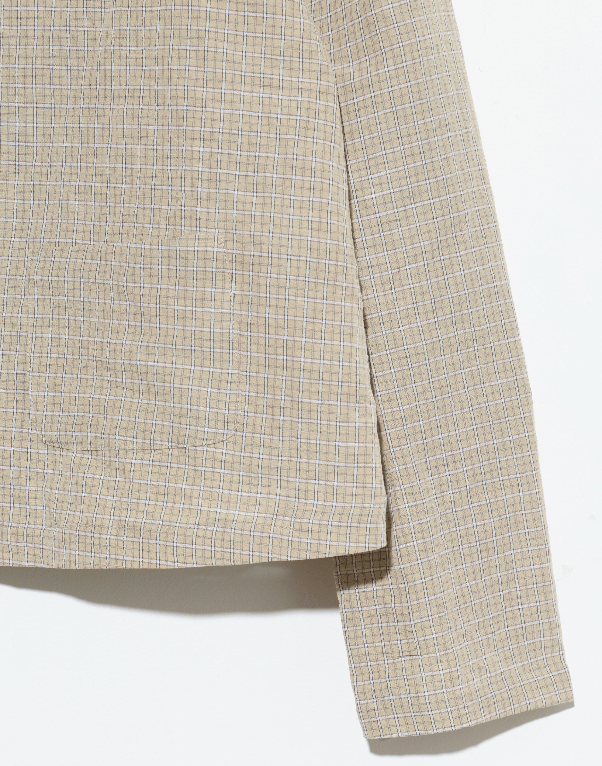 Ecru Checked Linen & Cotton Jacket