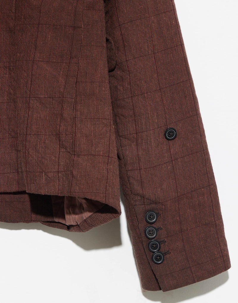Rust Red Wool & Linen Plaid Jacket