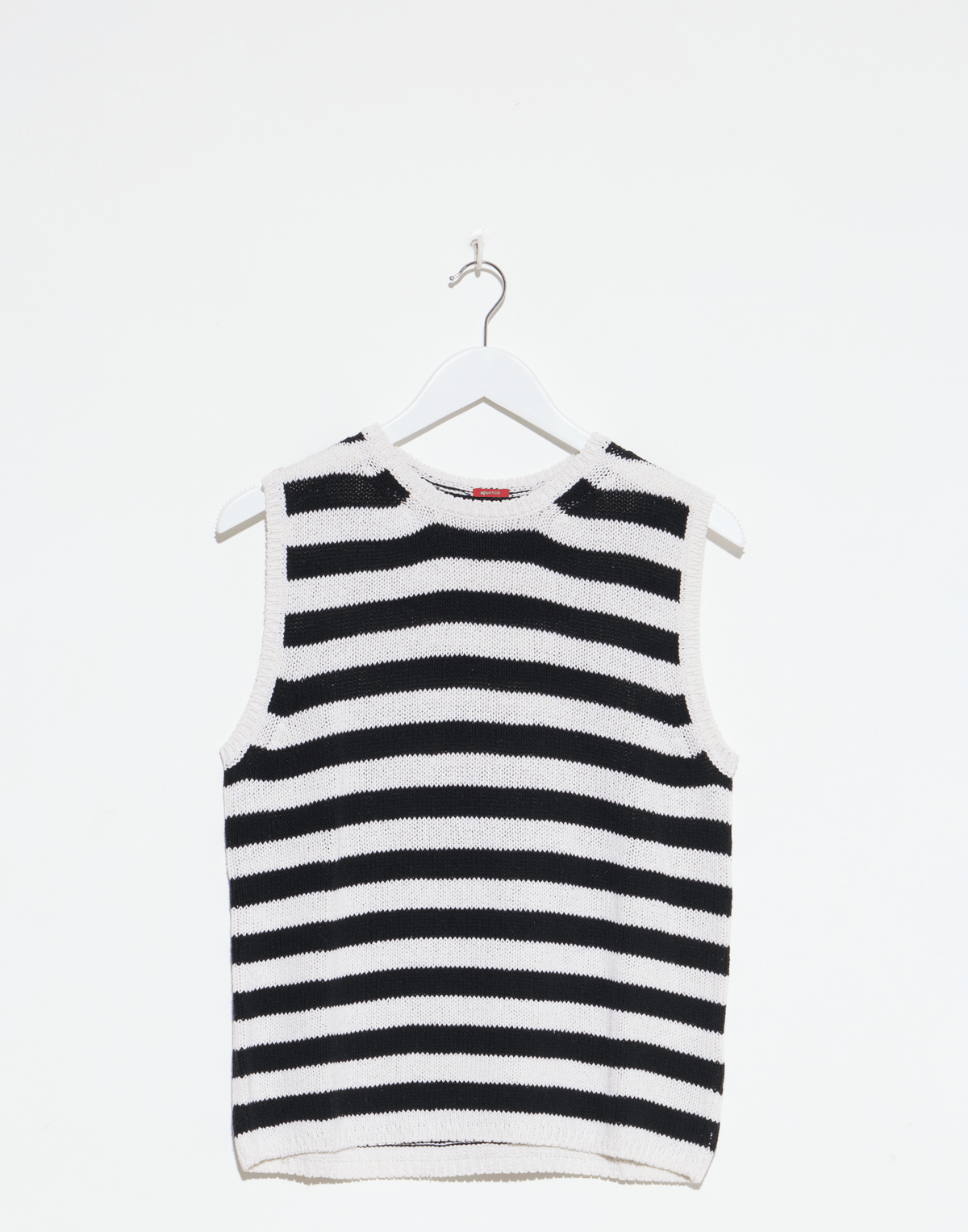 Black & Ecru Stripe Silk Knitted Vest