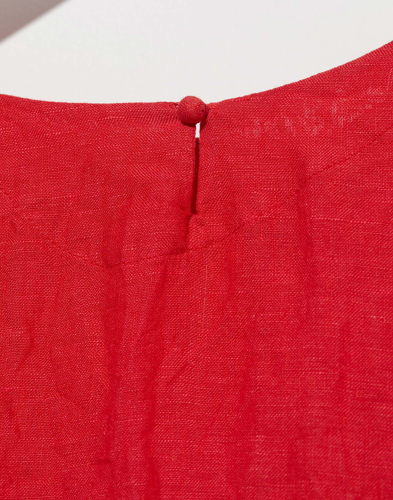 Red Linen Luciana Rossella Dress