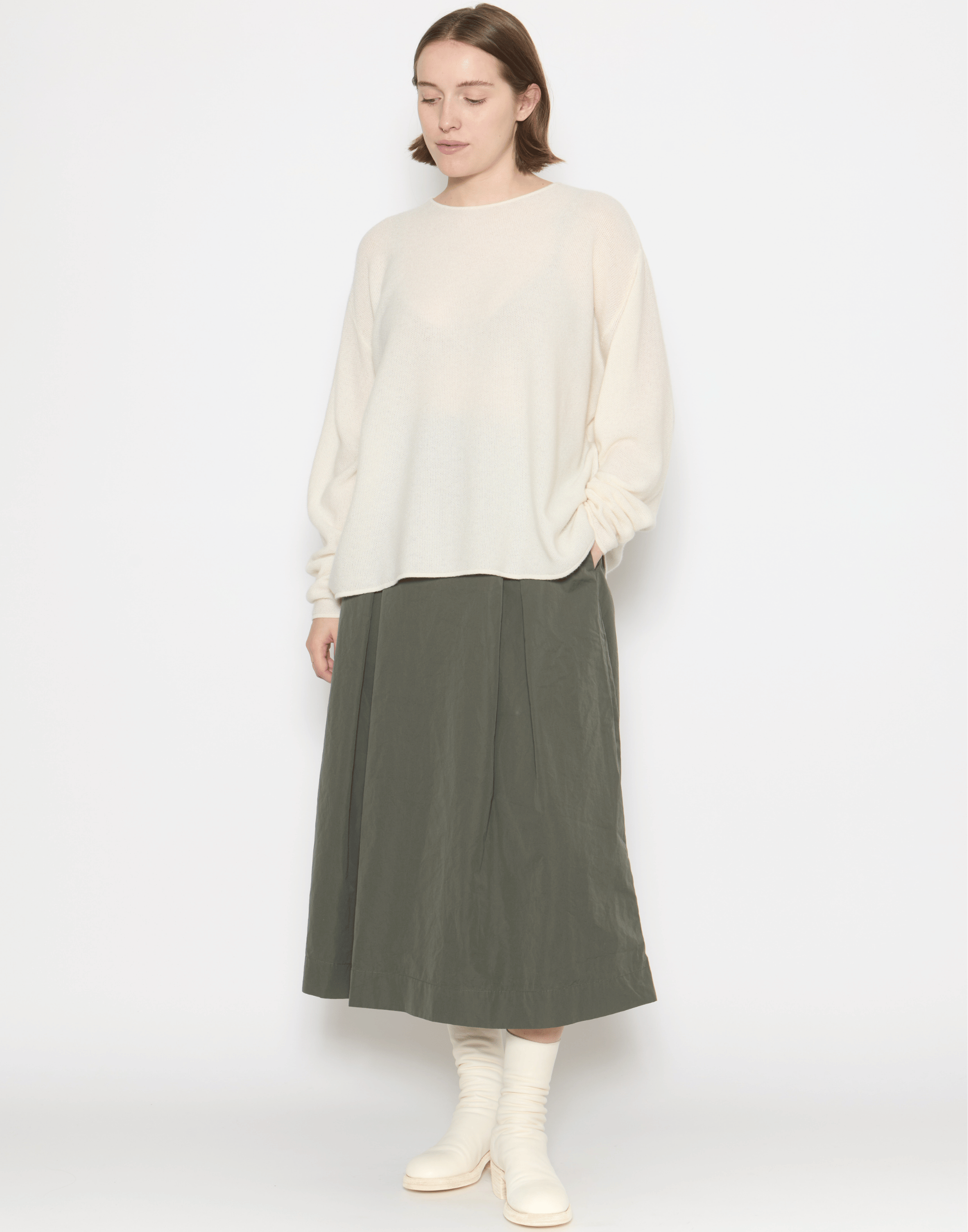 Ivory Cashmere Bagi Pullover