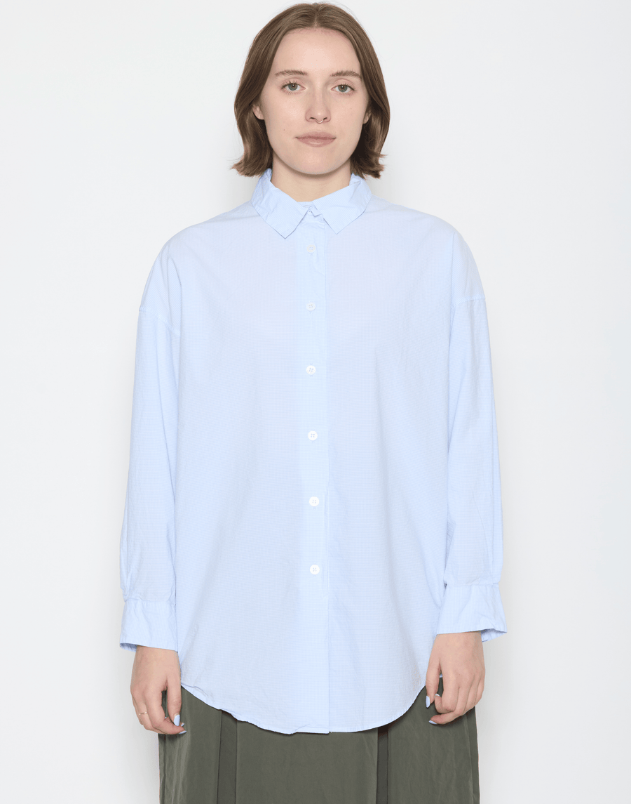 Blue Micro Check Cotton June Shirt
