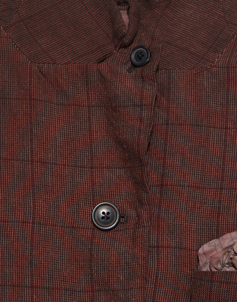 Rust Red Wool & Linen Plaid Jacket