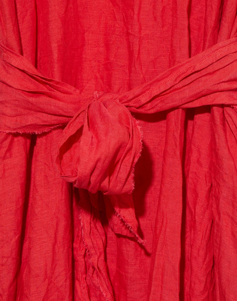 Red Linen Luciana Rossella Dress