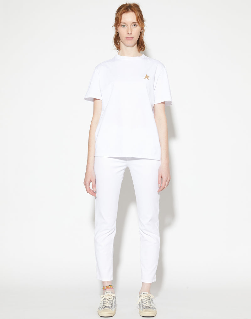 White Cotton Gold Star T-Shirt