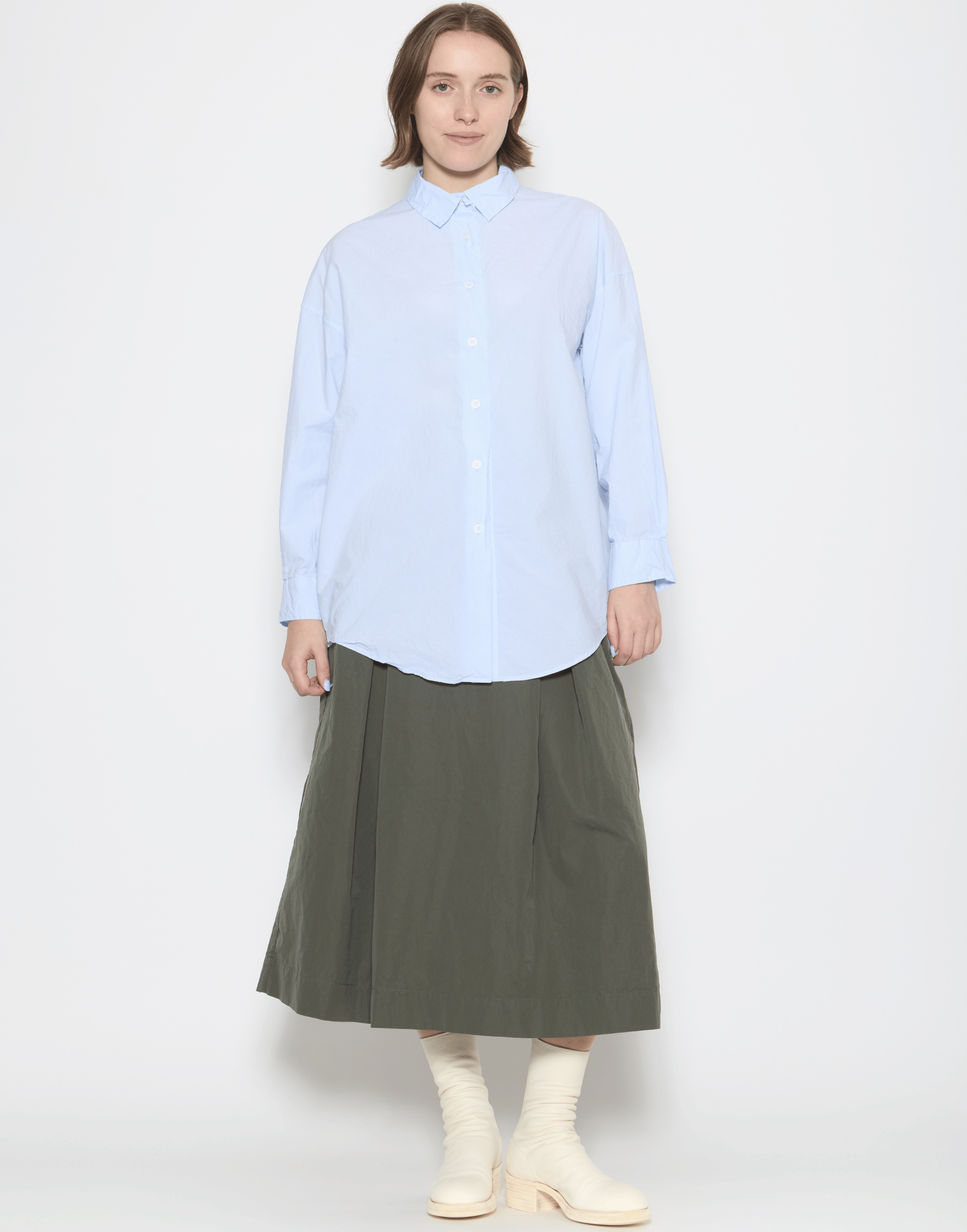 Blue Micro Check Cotton June Shirt