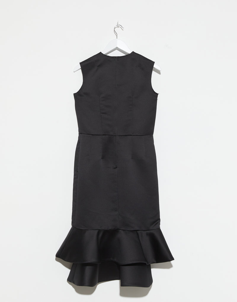Black Peplum Midi Dress