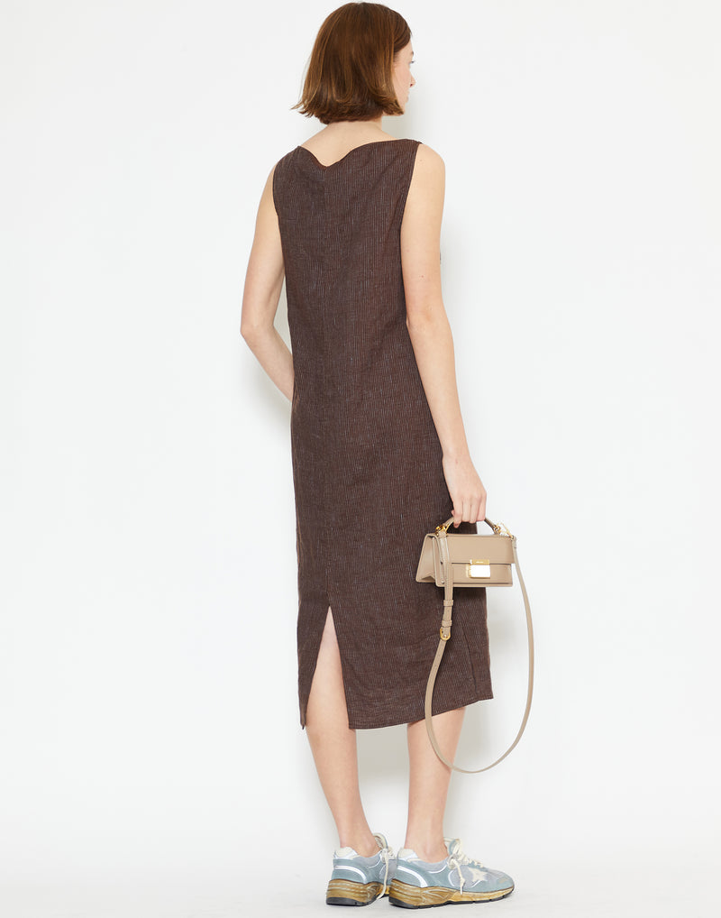 Royal Stripe Linen High Tie Dress
