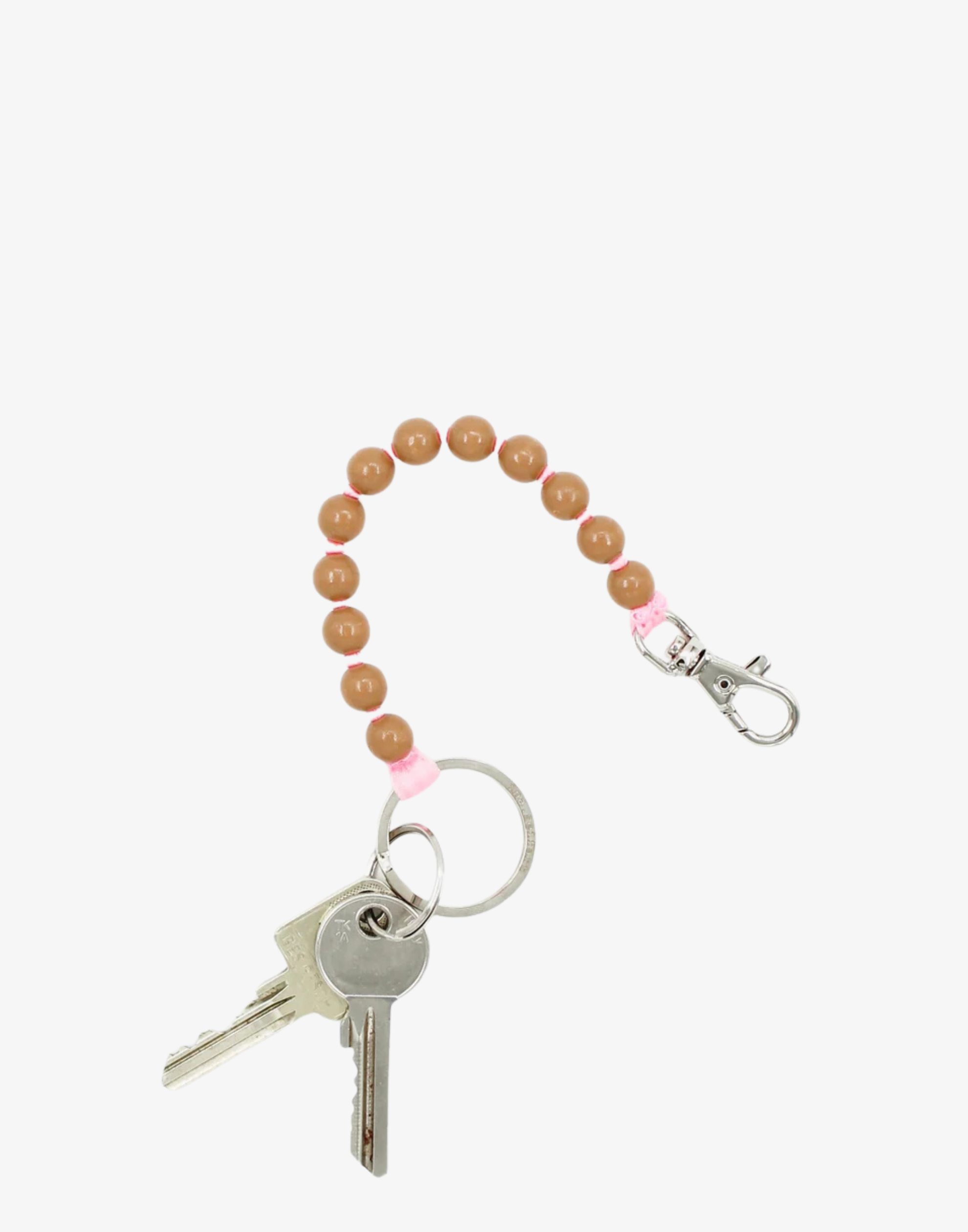Mocca & Pink Perlen Short Key Chain