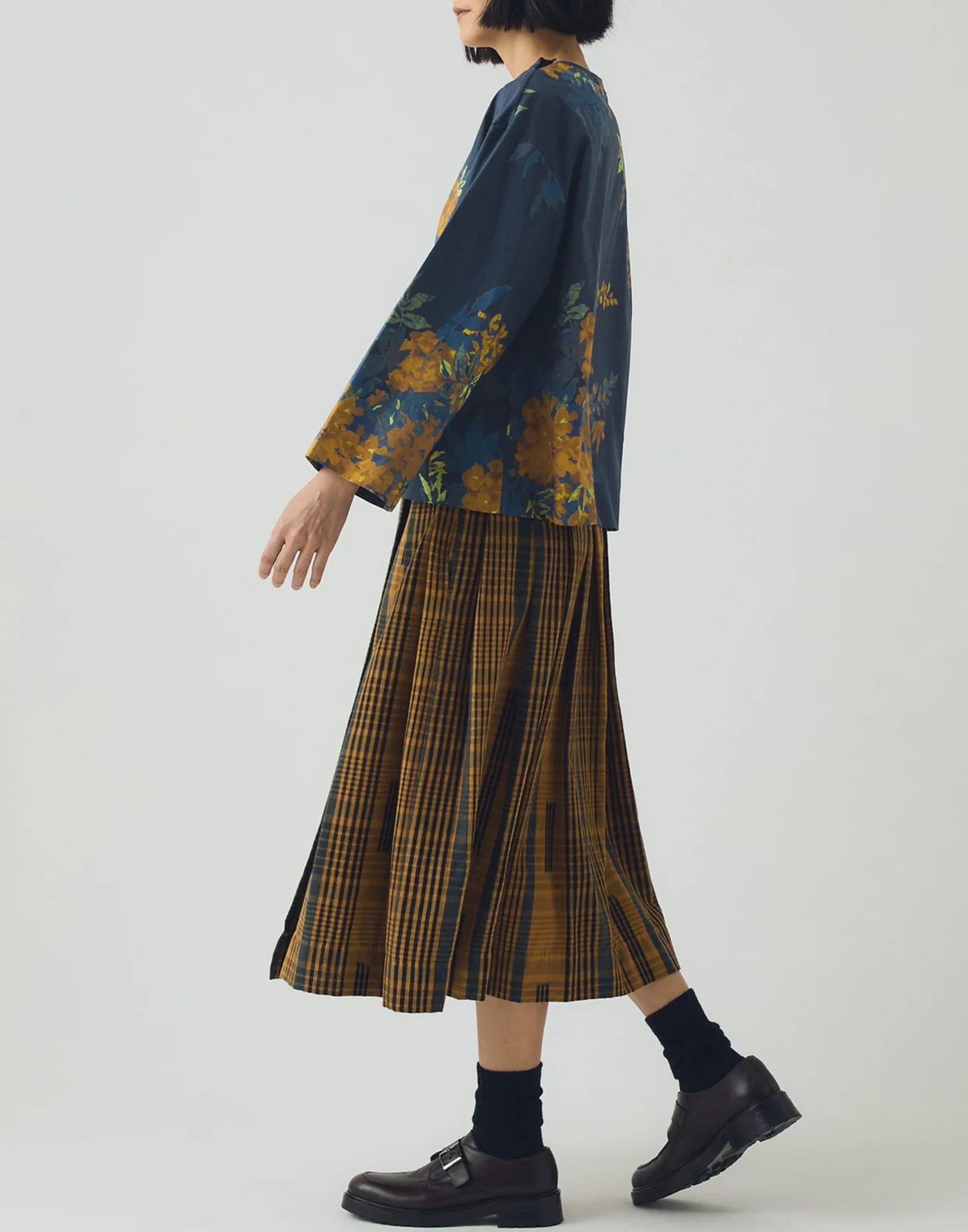 Blue Botanical Print Cotton Top