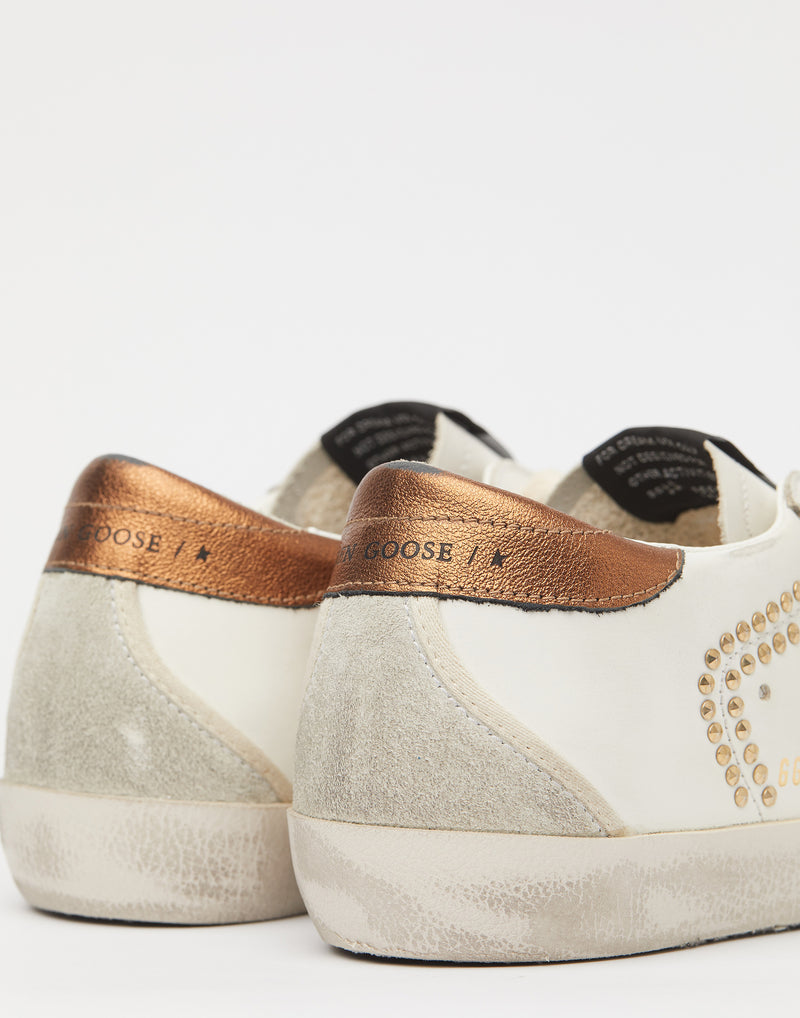 White & Bronze Studded Superstar Sneakers