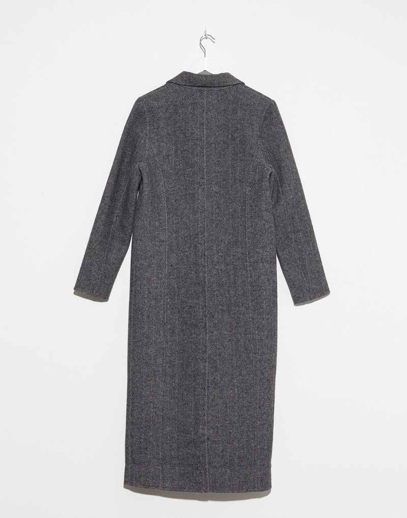 Charcoal Herringbone Wool Thomas Coat