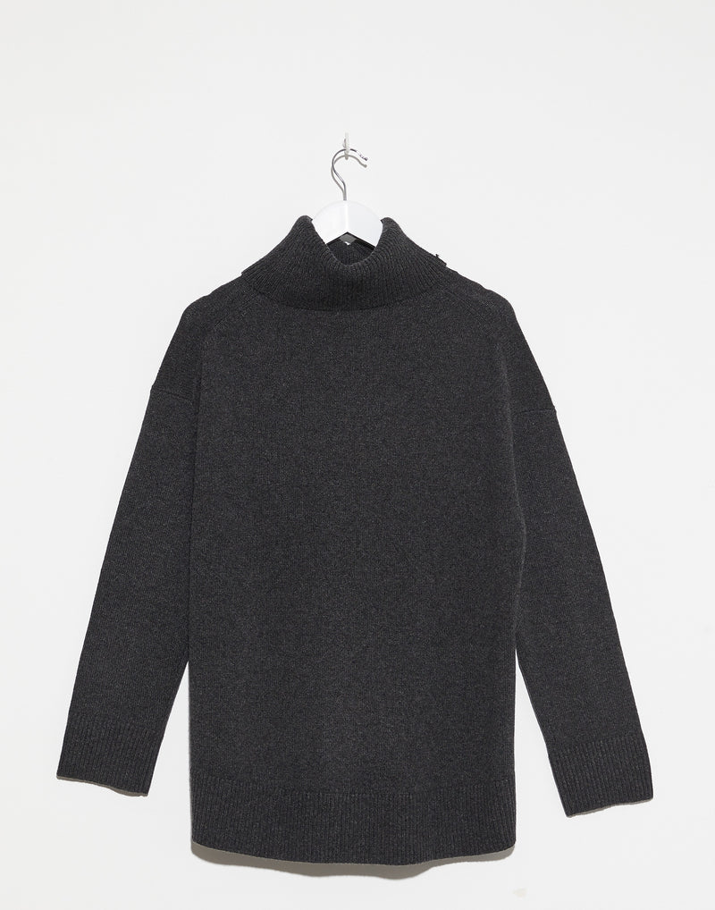 Charcoal Oversized Rollneck Cashmere Pullover