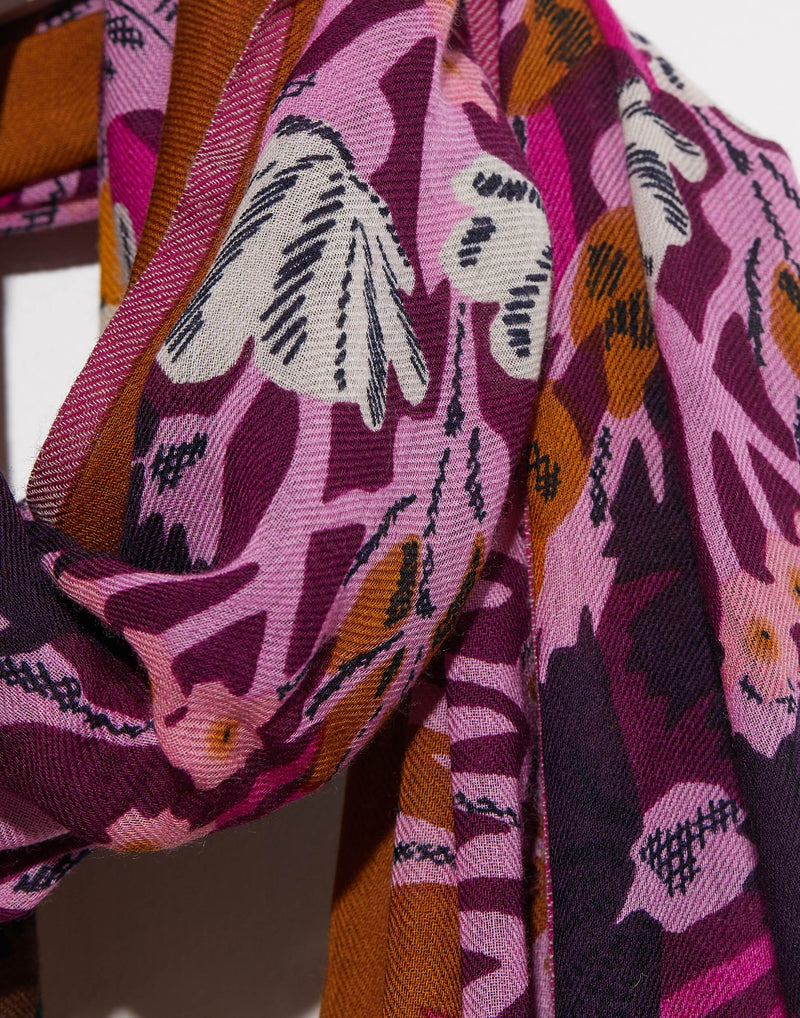 Fuchsia Wool Bloom Scarf