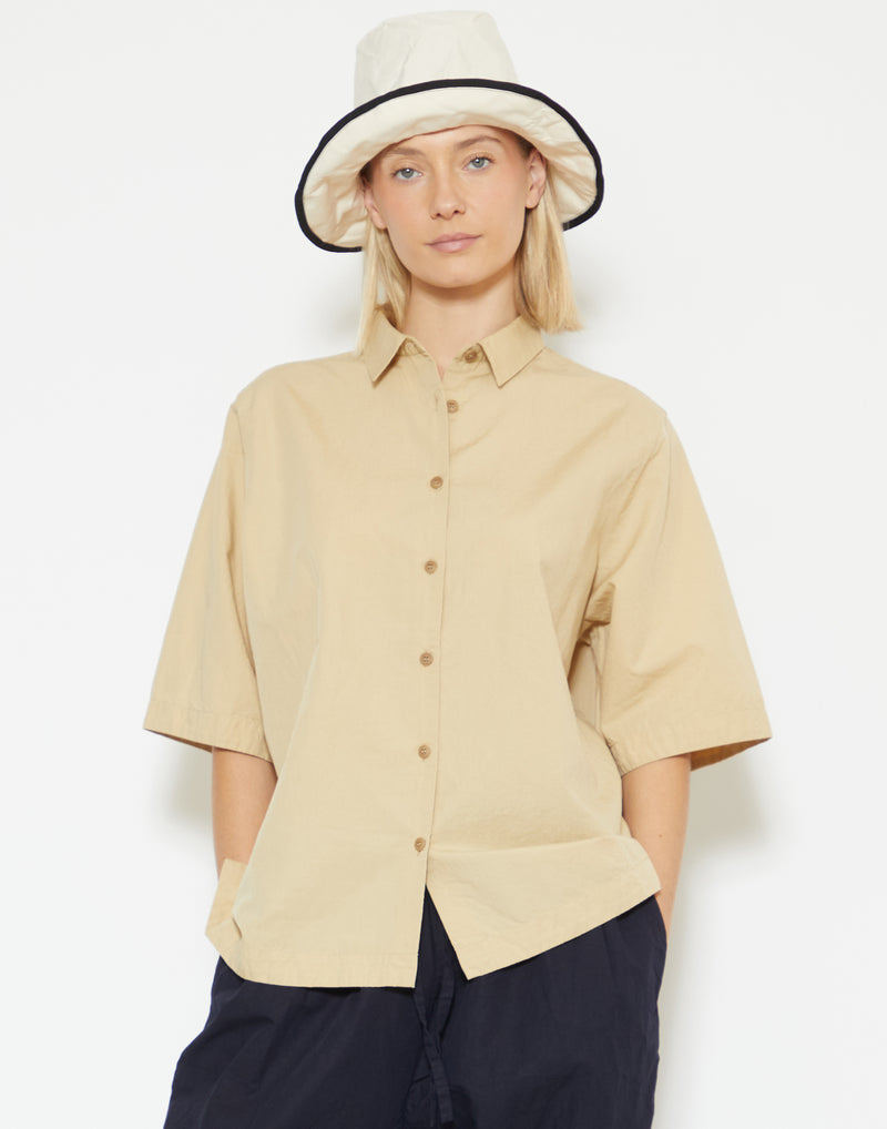 Beige Cotton & Linen Atolless Shirt