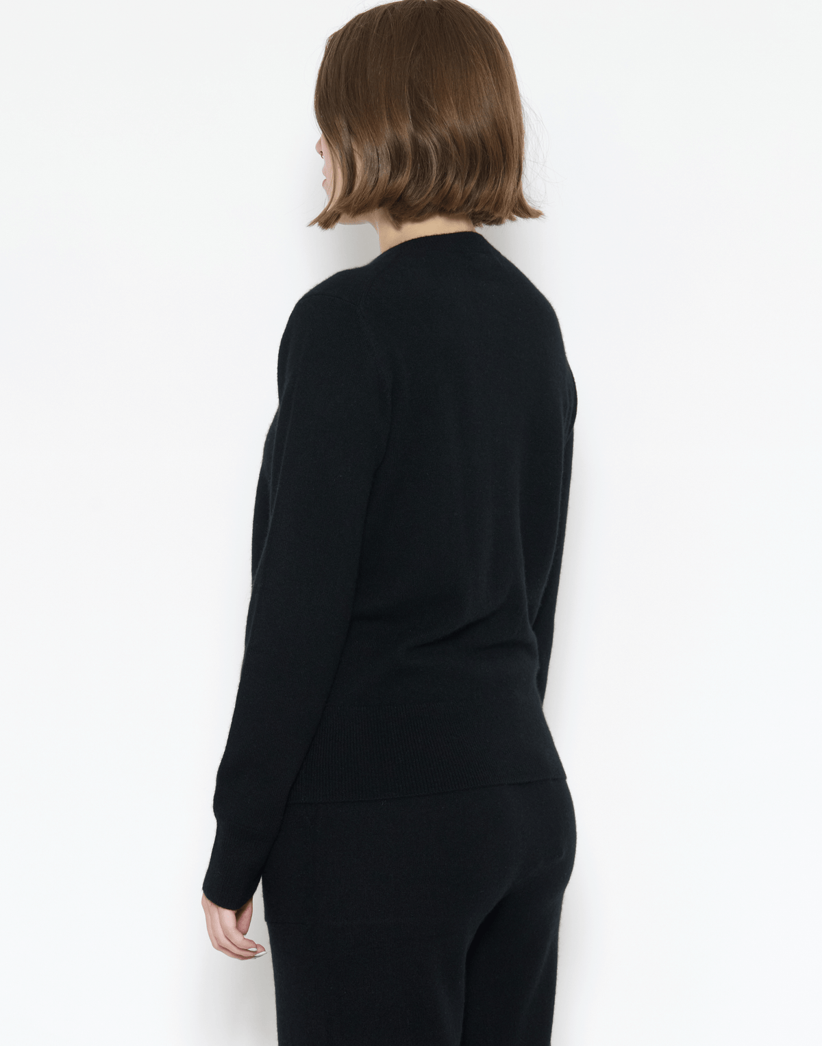 Black Cashmere Crew Neck Cardigan