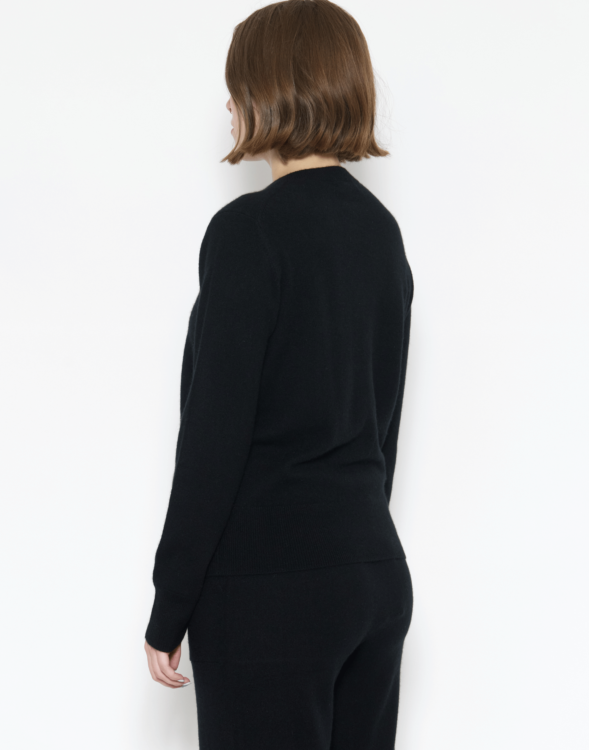 Black Cashmere Crew Neck Cardigan