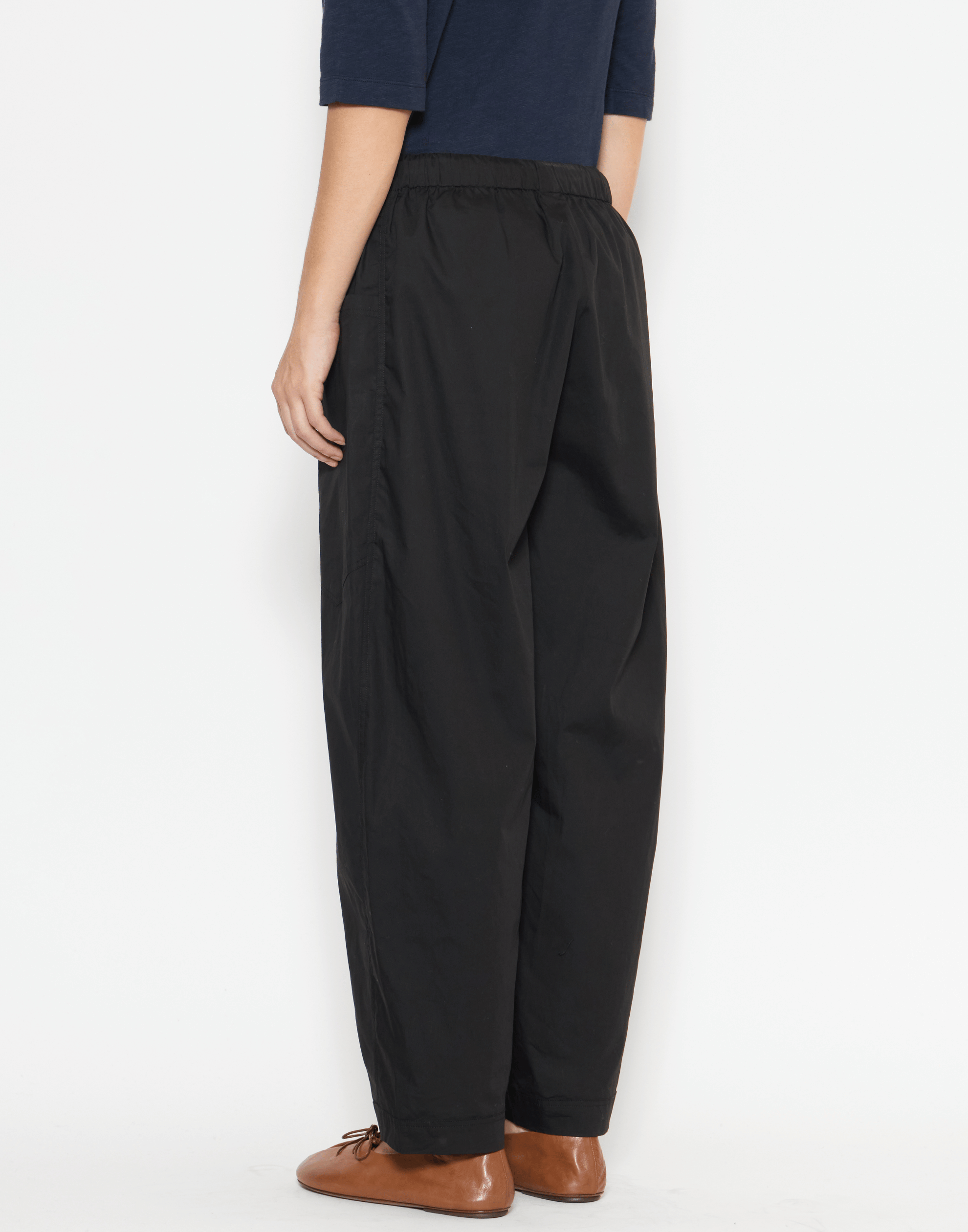 Black Cotton Poplin Edna Pants