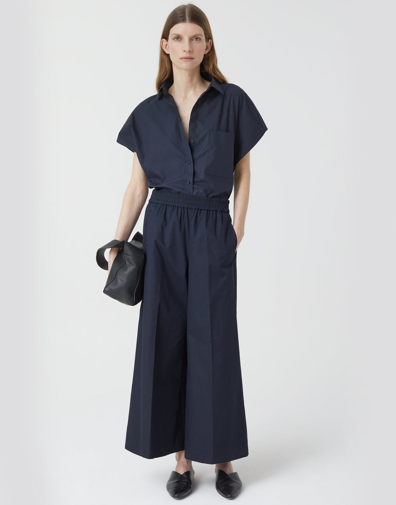 Navy Cotton Wide Leg Wren Pants