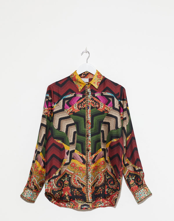 Multicolour Printed Silk Shirt
