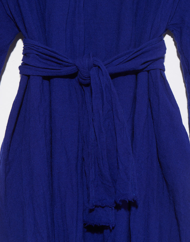Blue Wool Manica Lungo Note Dress